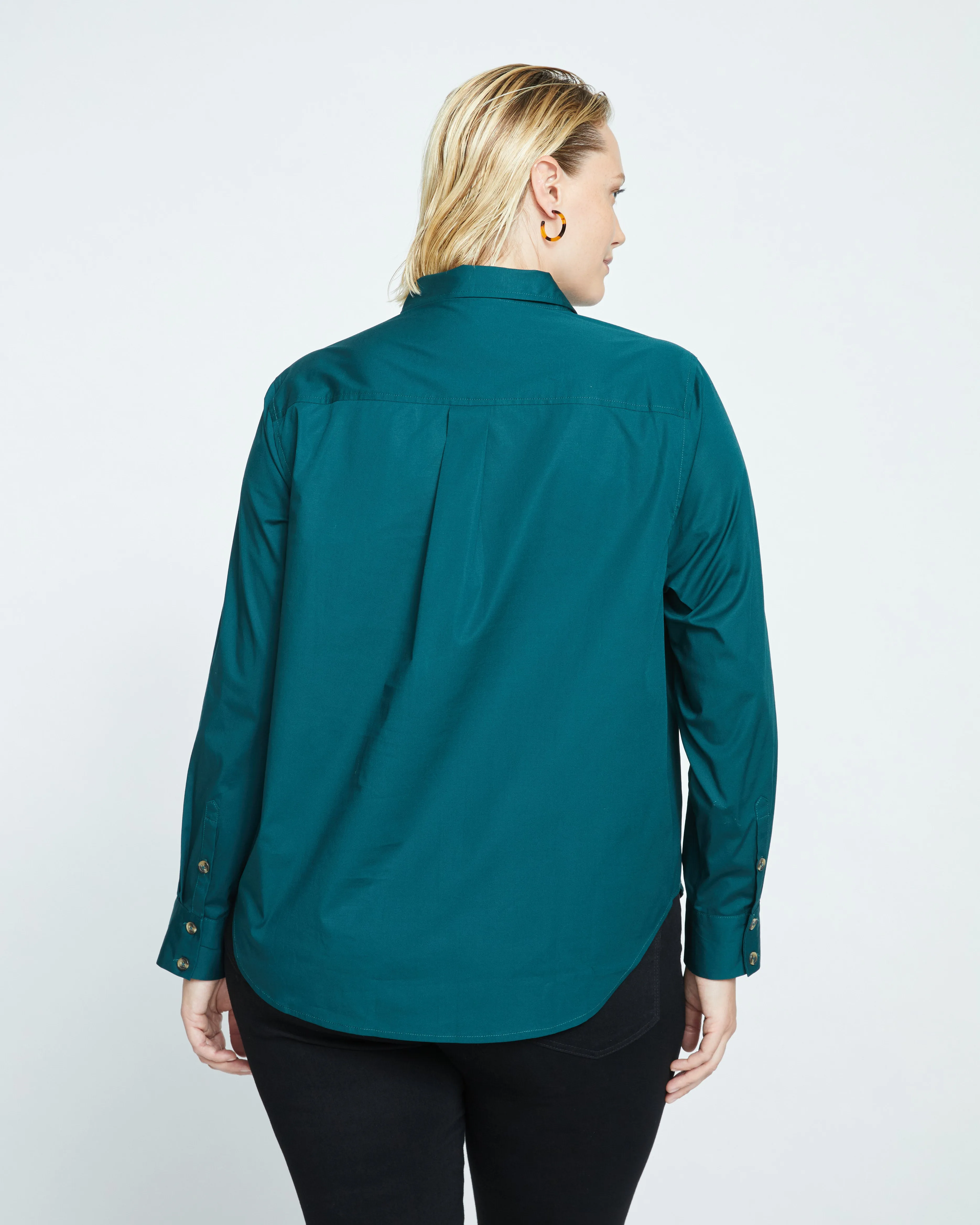 Elbe Popover Stretch Poplin Shirt Classic Fit - Forest Green sold by Universal Standard product image thumbnail 4