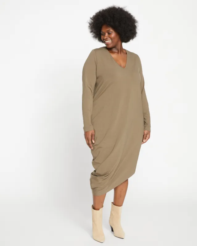 Iconic Long Sleeve V-Neck Geneva Dress - Crocodile sold by Universal Standard