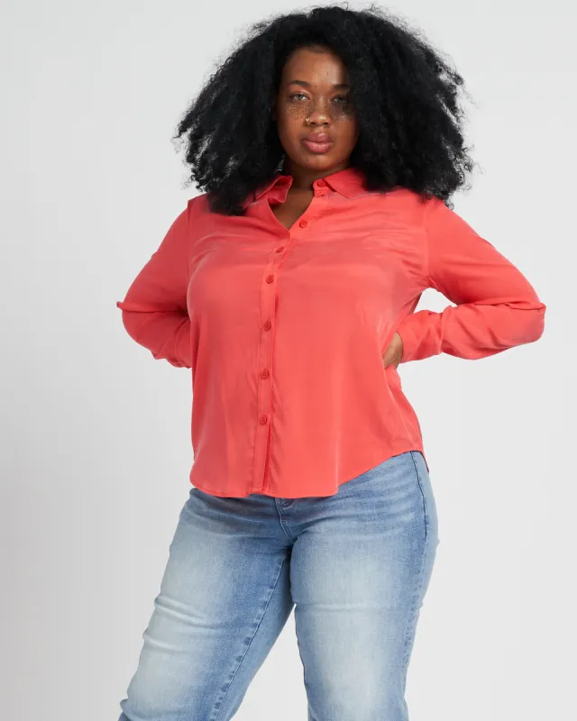 Kennedy Cupro Shirt - Deep Rose sold by Universal Standard