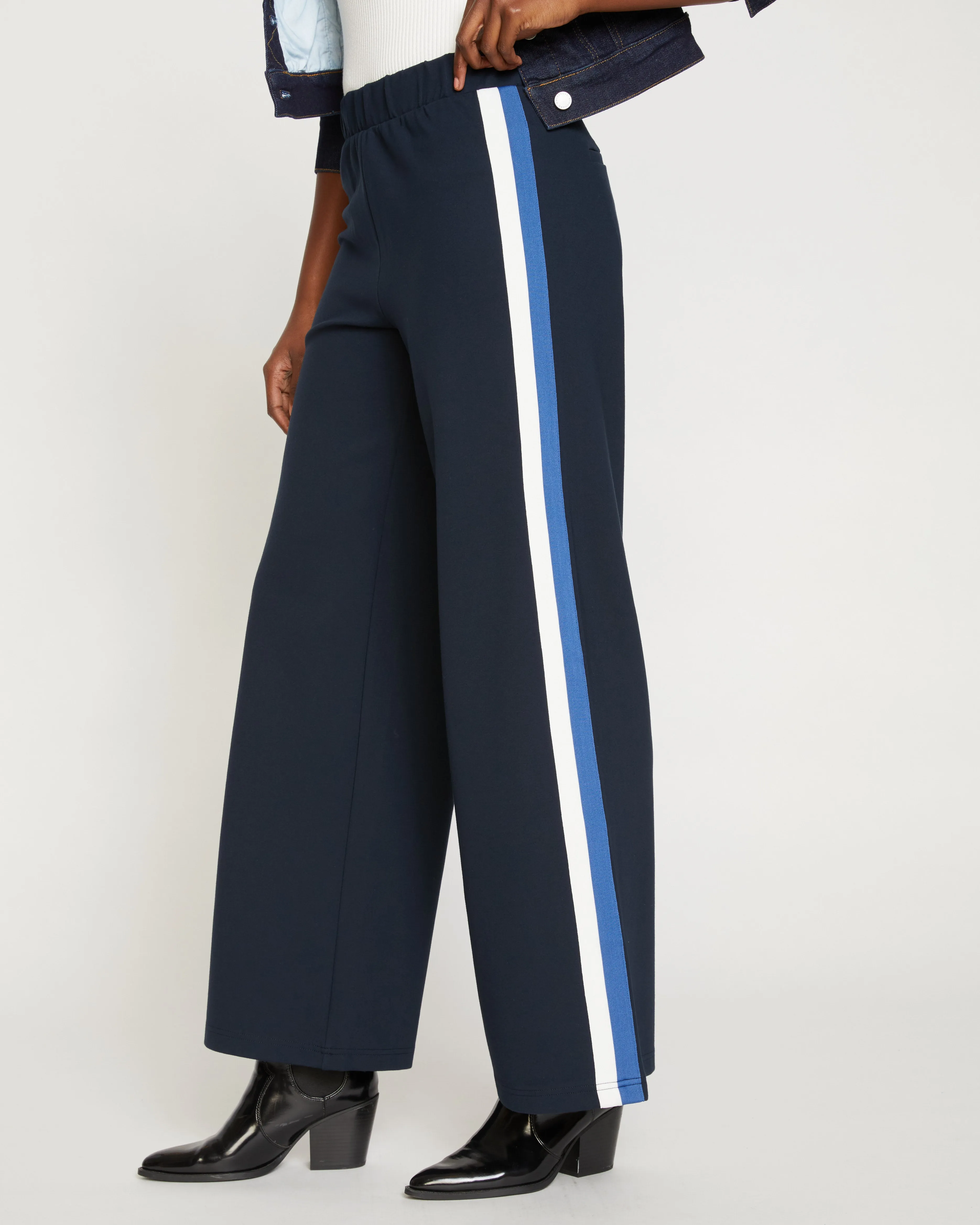Stephanie Wide Leg Stripe Ponte Pants 33 Inch - Navy with Blue/White Stripe sold by Universal Standard product image thumbnail 2