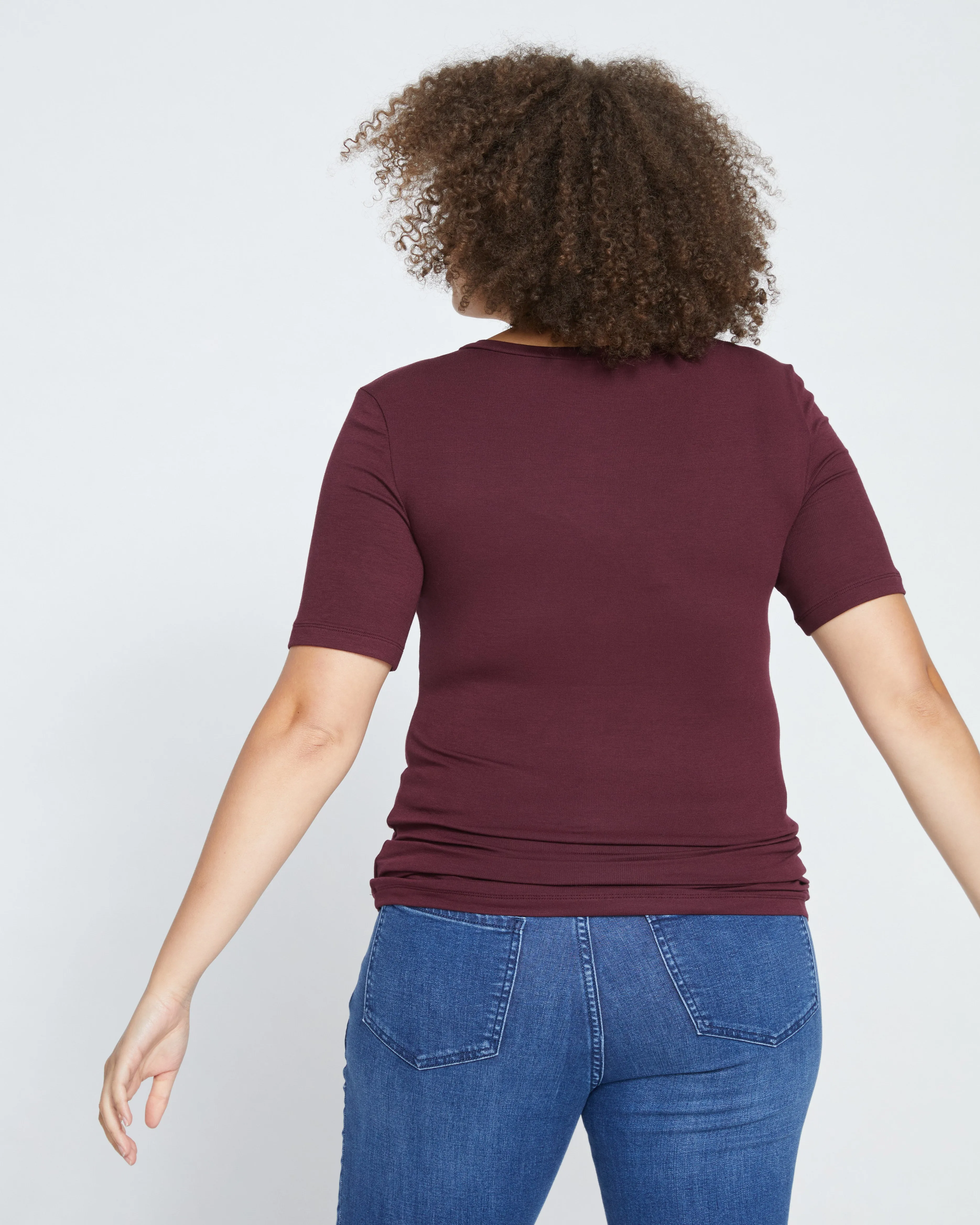 Foundation Short Sleeve V-Neck Tee - Black Cherry sold by Universal Standard product image thumbnail 4