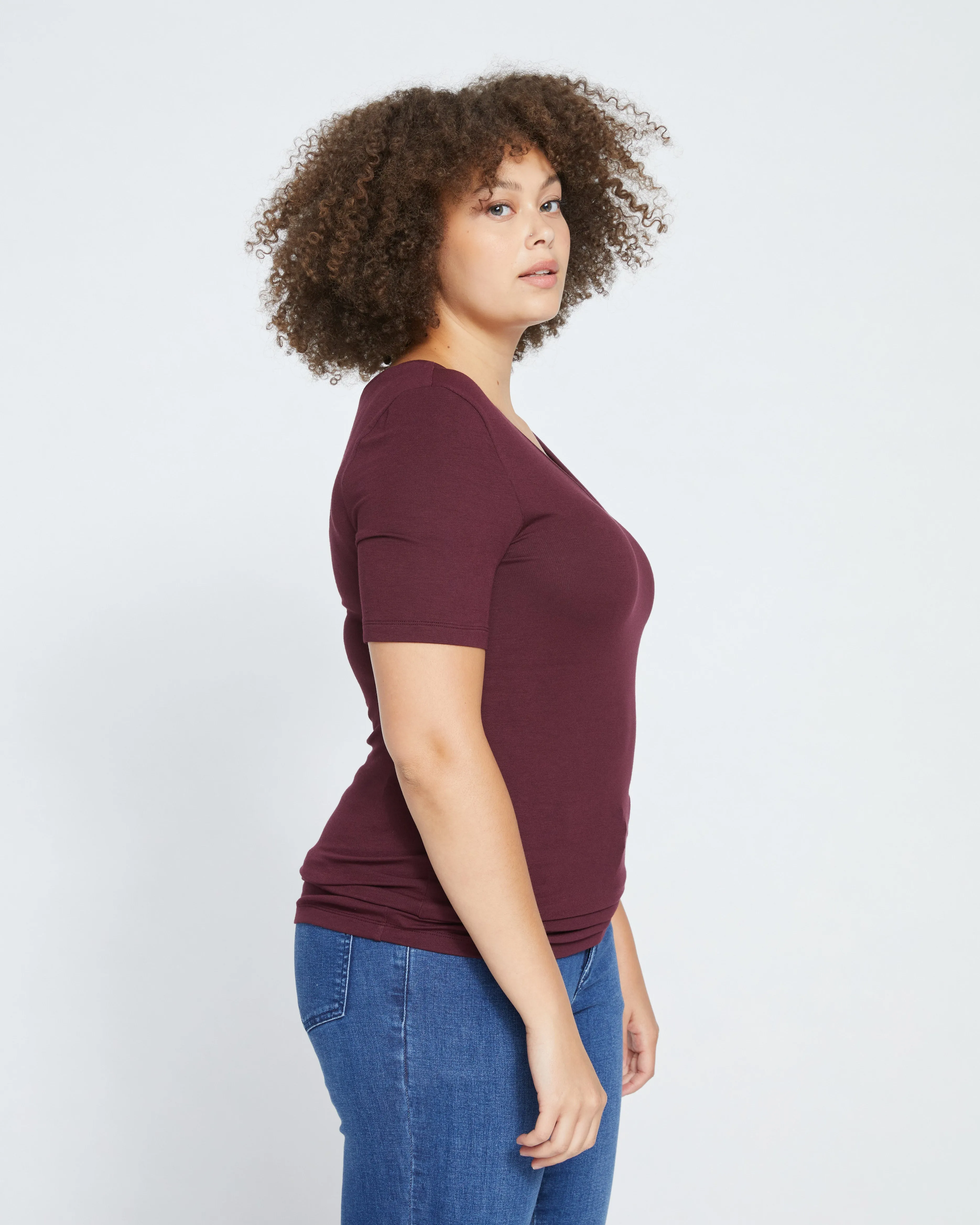Foundation Short Sleeve V-Neck Tee - Black Cherry sold by Universal Standard product image thumbnail 3