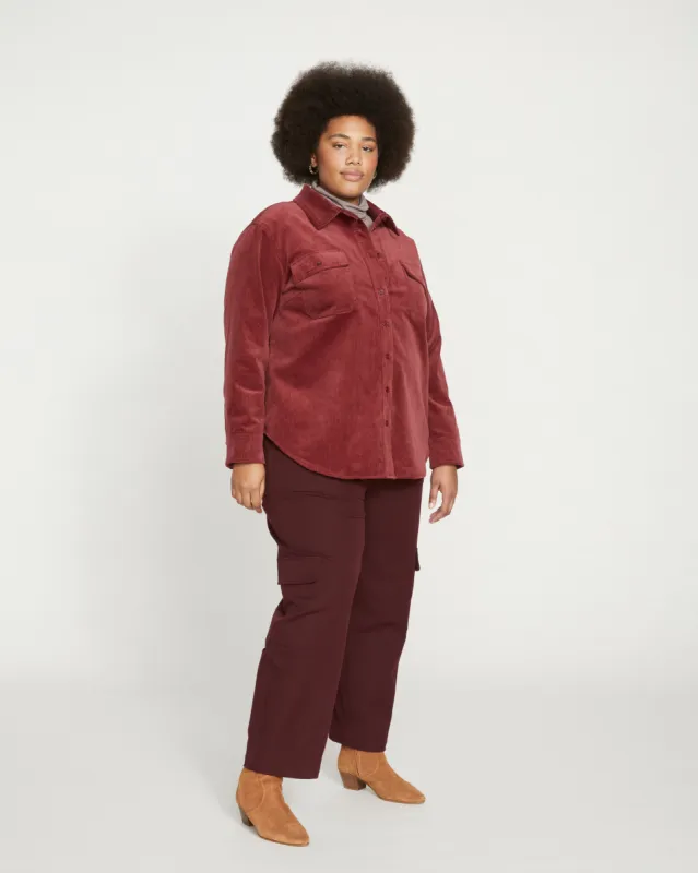 Karlee Stretch Cotton Twill Cargo Pants - Black Cherry sold by Universal Standard