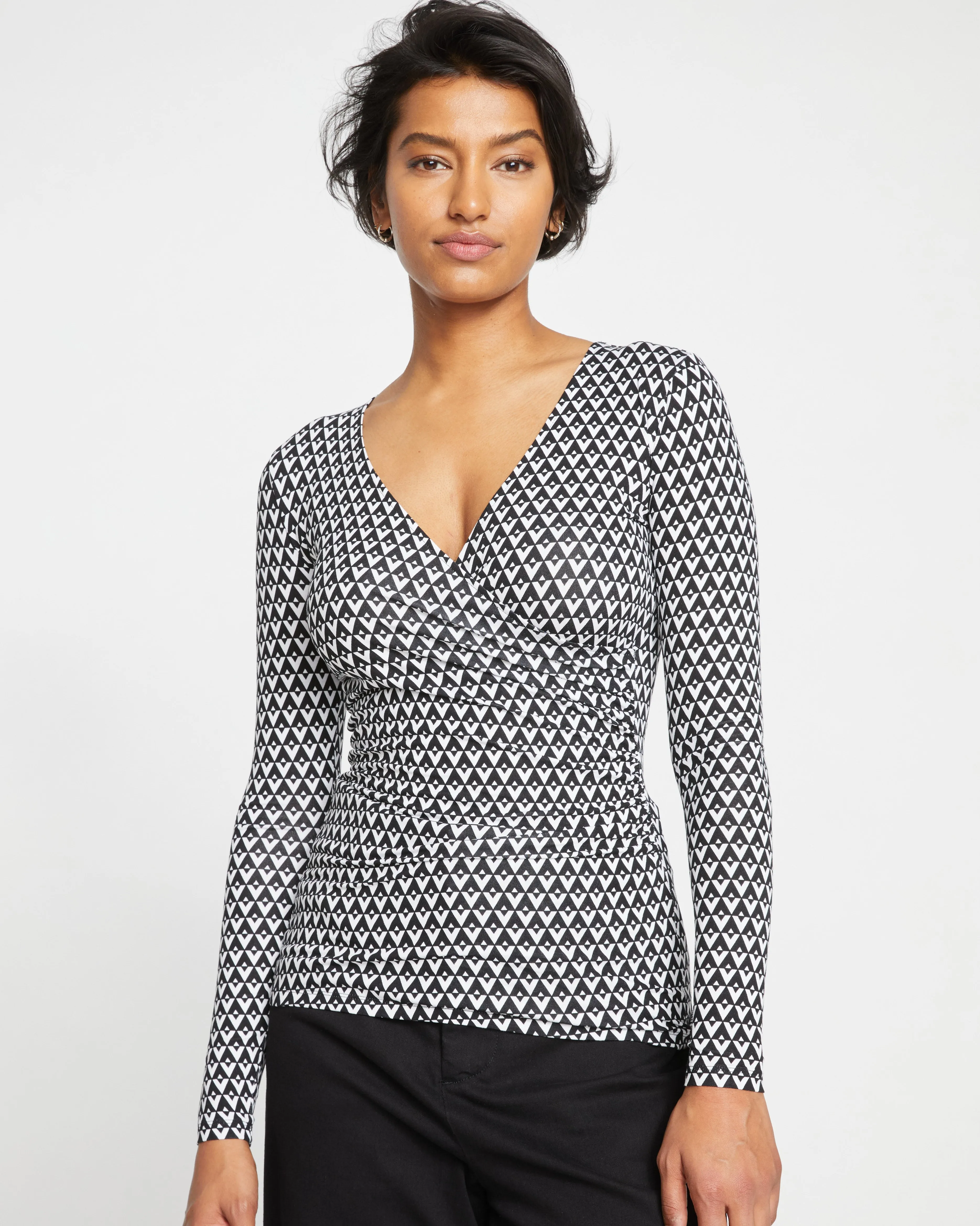 Liquid Jersey Two-Way Long Sleeve Cross Top - Geometric Print sold by Universal Standard product image thumbnail 2
