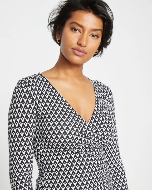 Liquid Jersey Two-Way Long Sleeve Cross Top - Geometric Print sold by Universal Standard