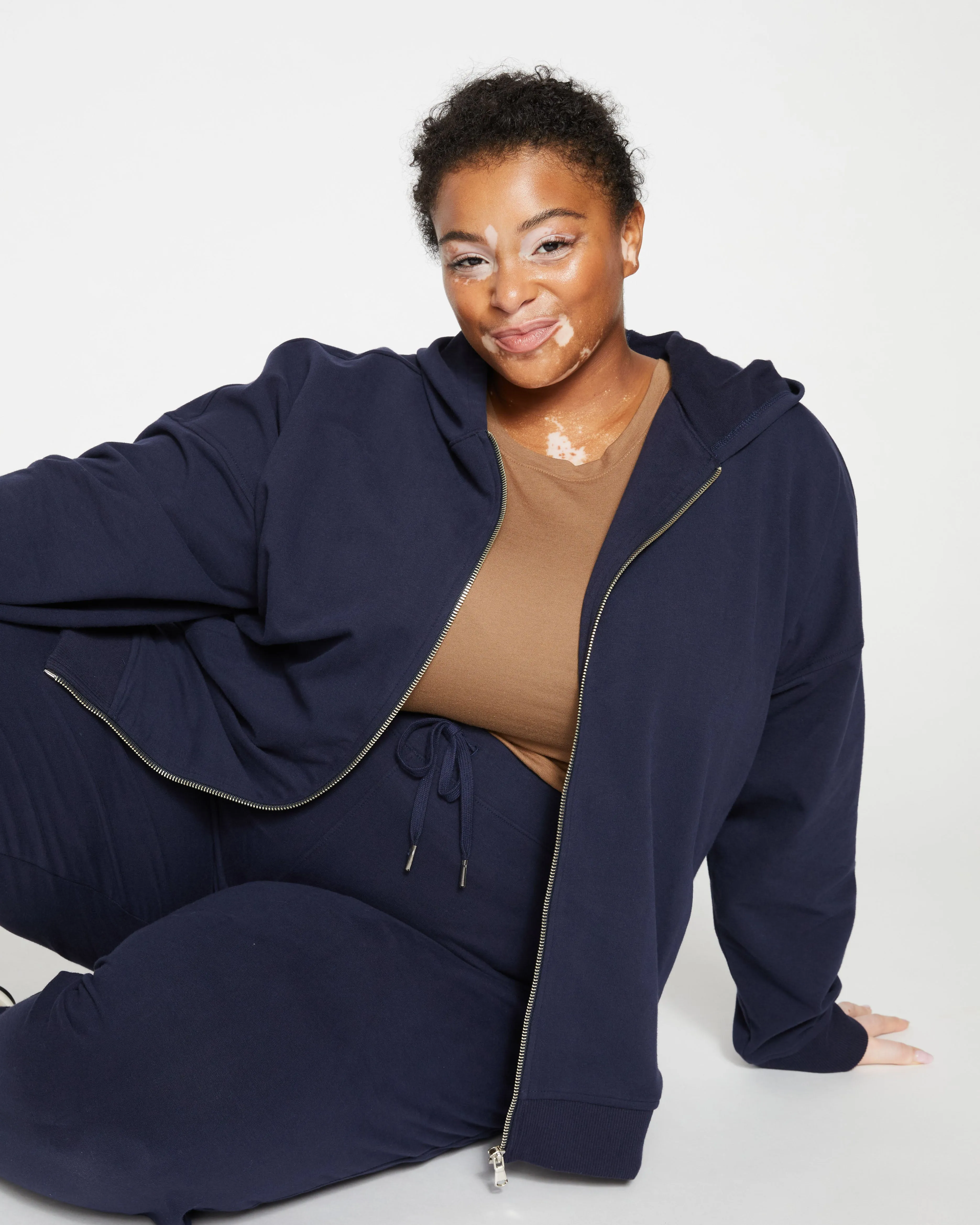 Peachy Terry Full Zip Hoodie - Midnight sold by Universal Standard