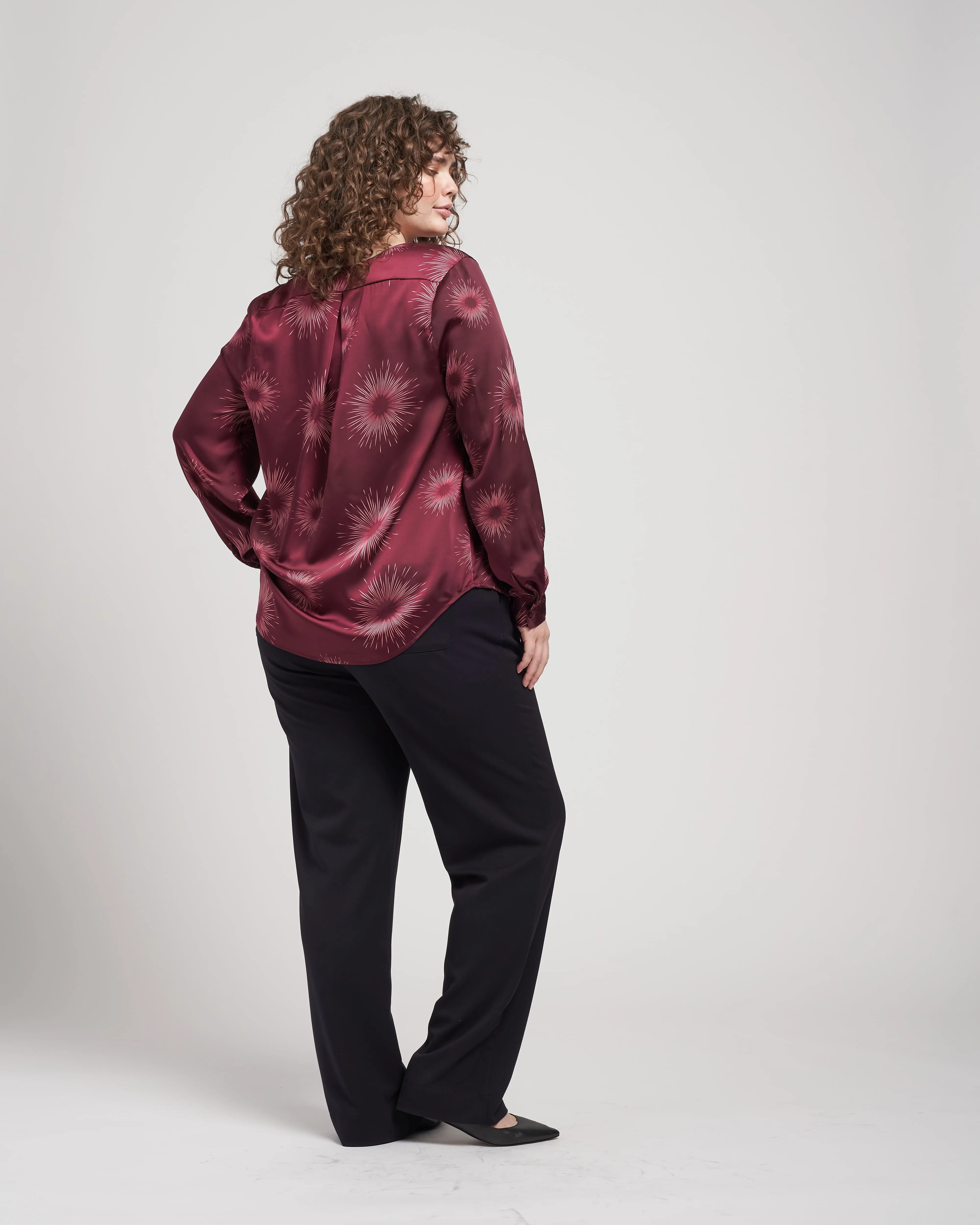 Eva Long Sleeve Satin V Neck Blouse - Constellation sold by Universal Standard product image thumbnail 4