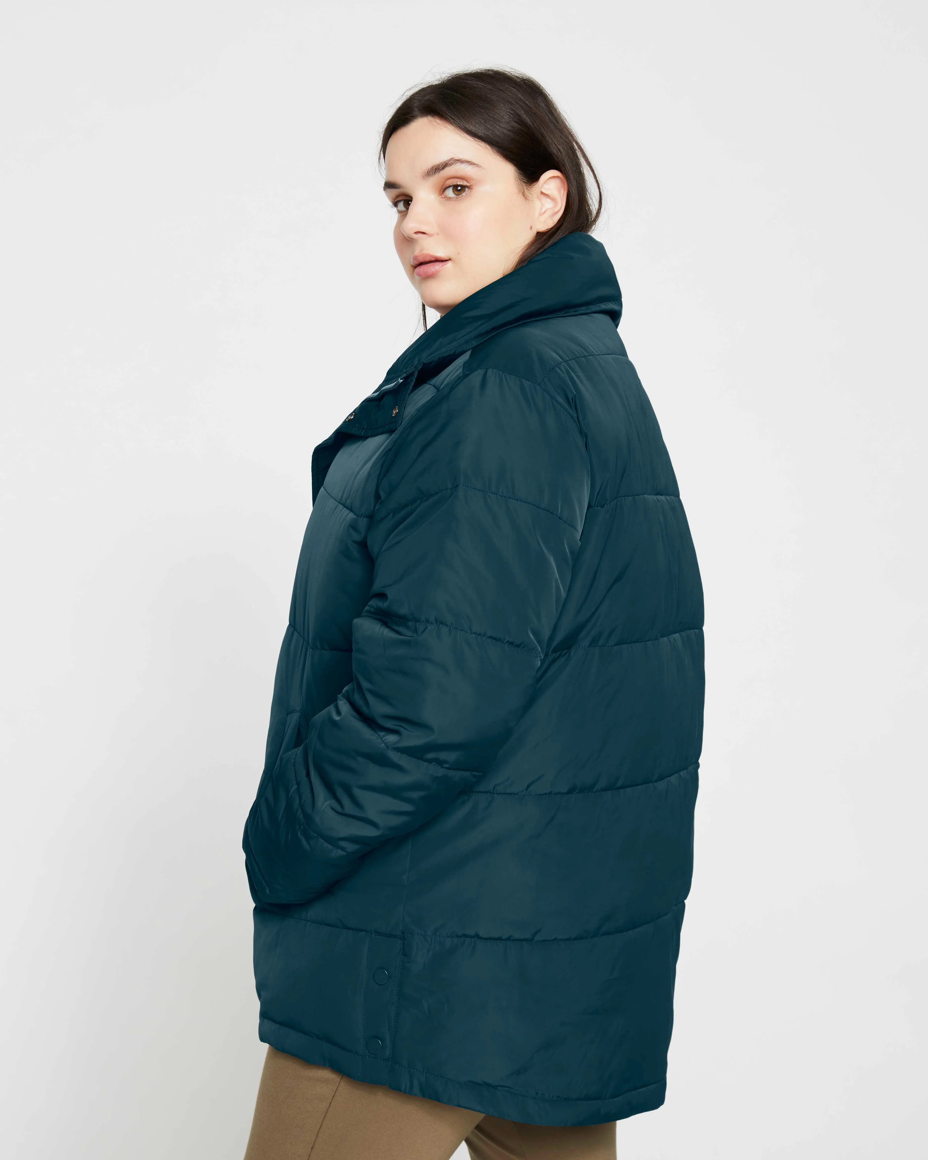 Rainier Short Hooded Puffer - Deep Sea sold by Universal Standard product image thumbnail 3