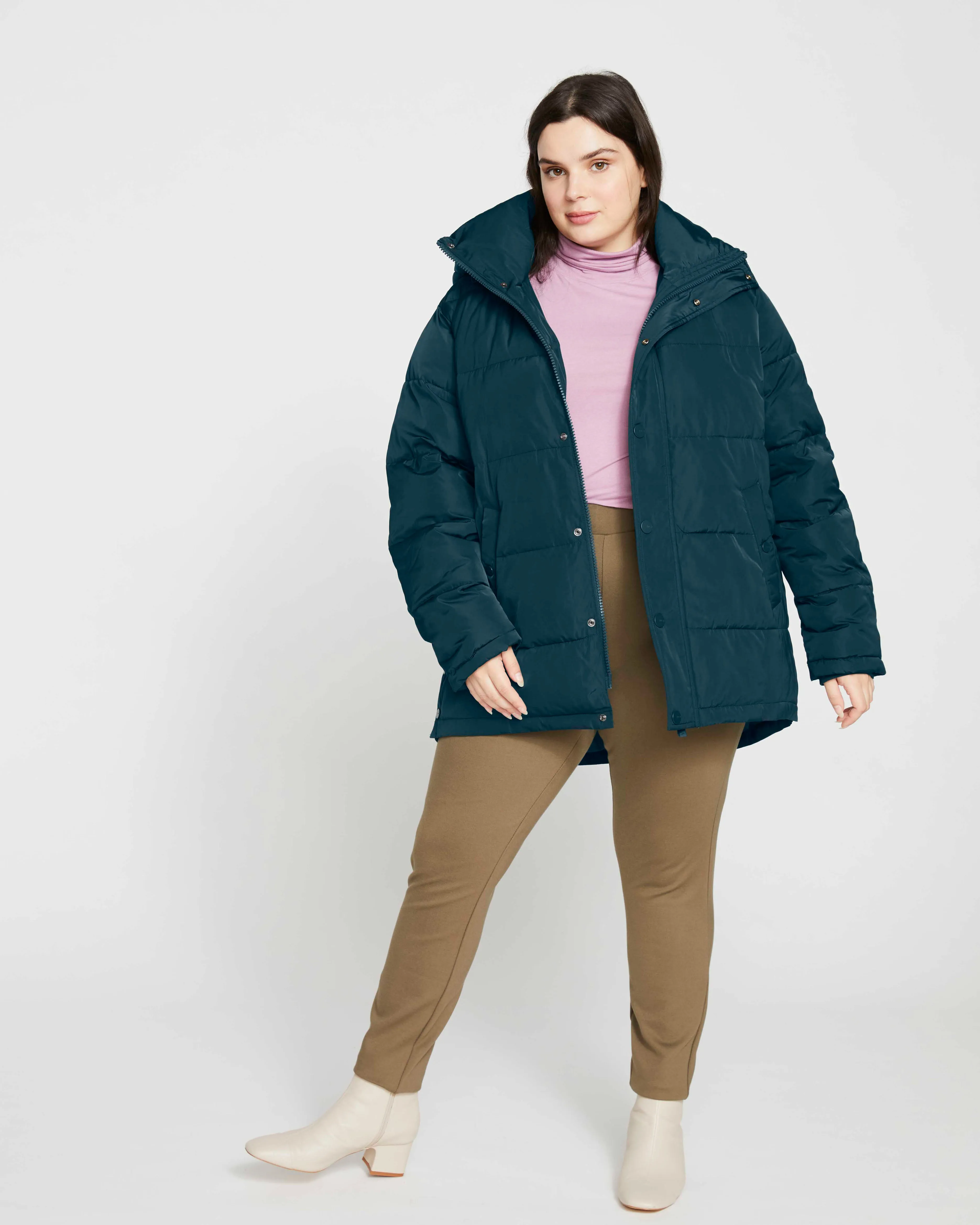 Rainier Short Hooded Puffer - Deep Sea sold by Universal Standard product image thumbnail 2