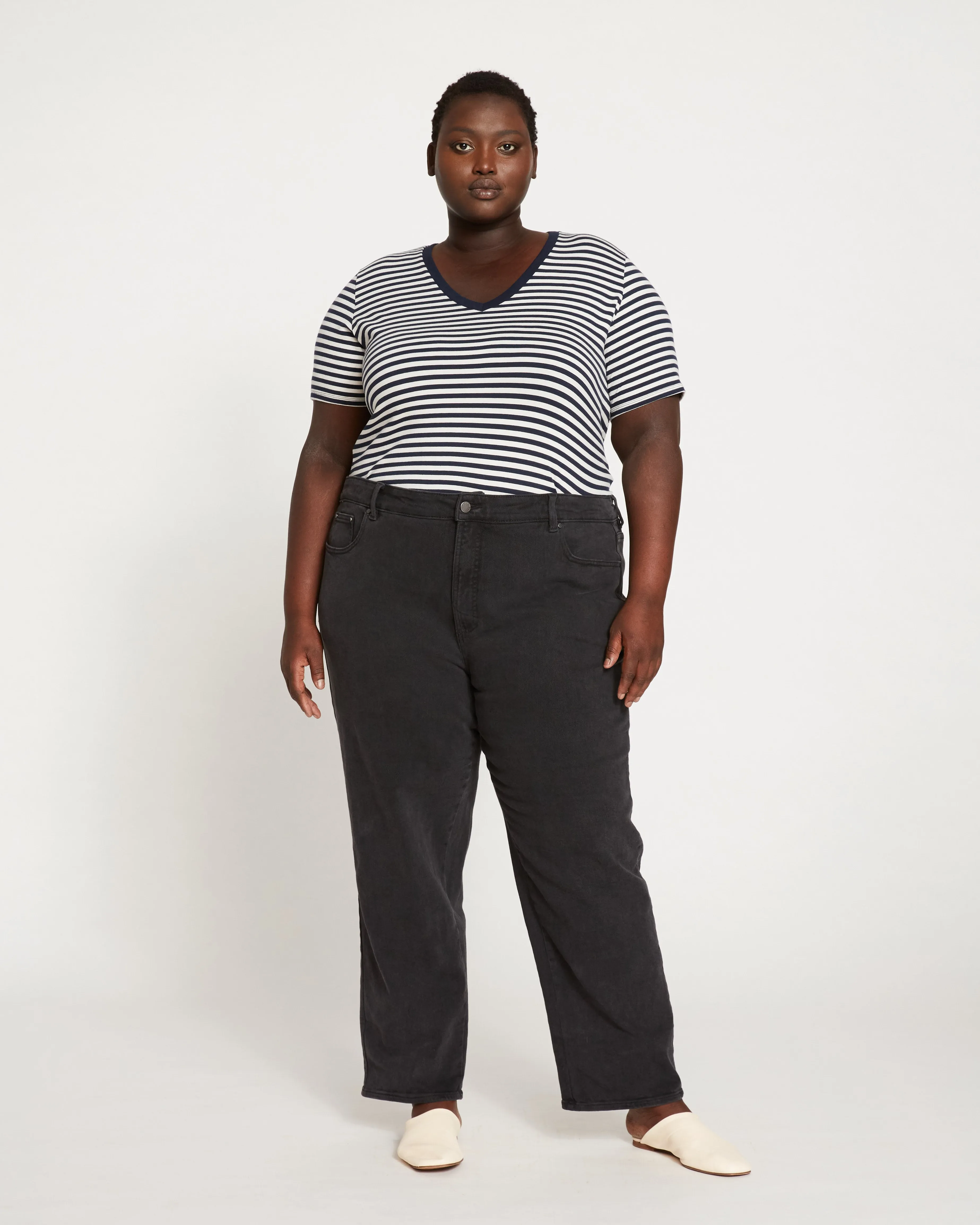 Etta High Rise Straight Leg Jeans 31 Inch - Washed Black sold by Universal Standard