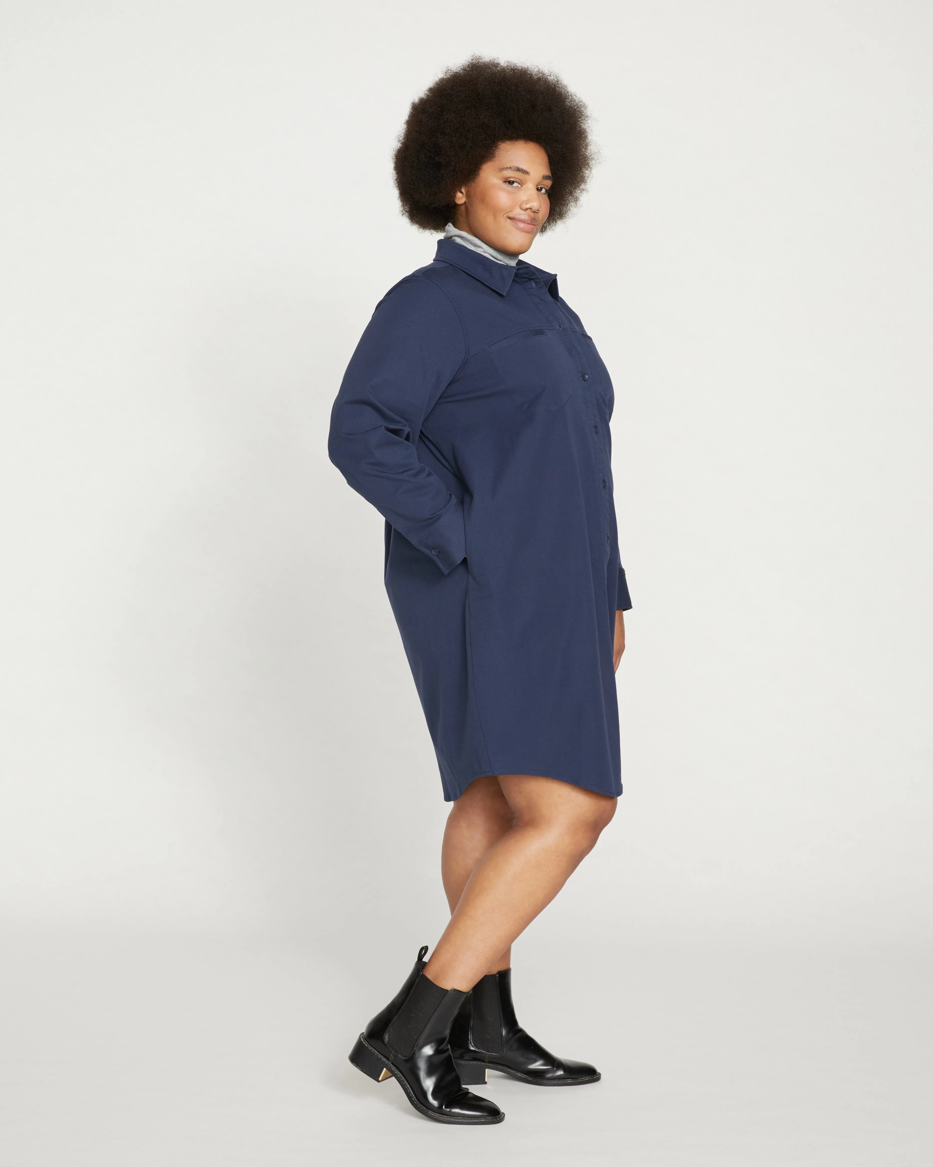 Carefree Stretch Twill Shirtdress - Navy sold by Universal Standard product image thumbnail 3
