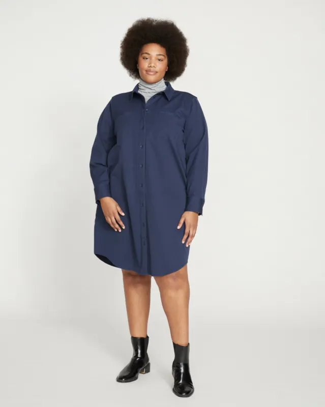 Carefree Stretch Twill Shirtdress - Navy sold by Universal Standard