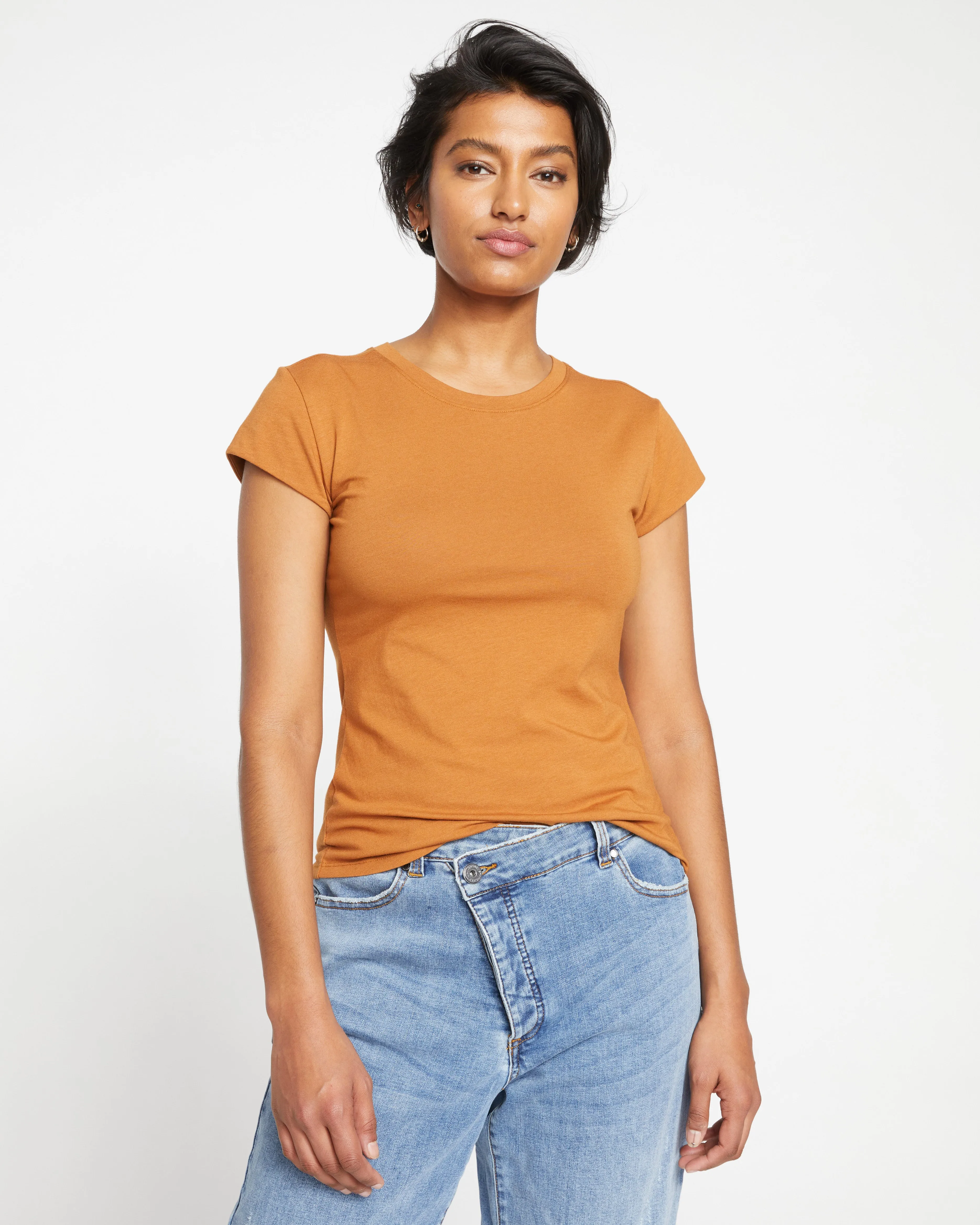 Ashley Cap Sleeve Tee - Caramel Cafe sold by Universal Standard