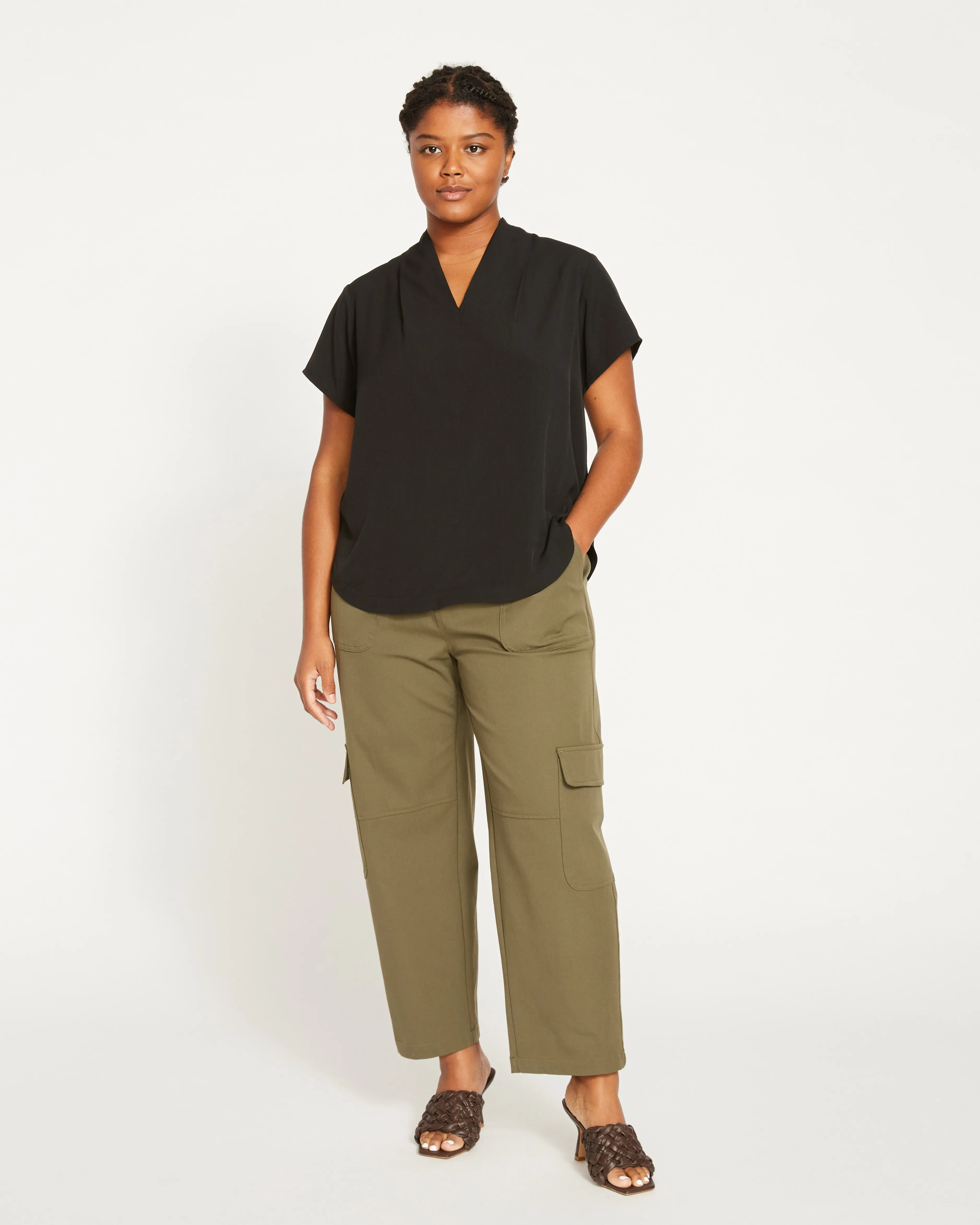 Better-Than-Silk V-Neck Top - Black sold by Universal Standard