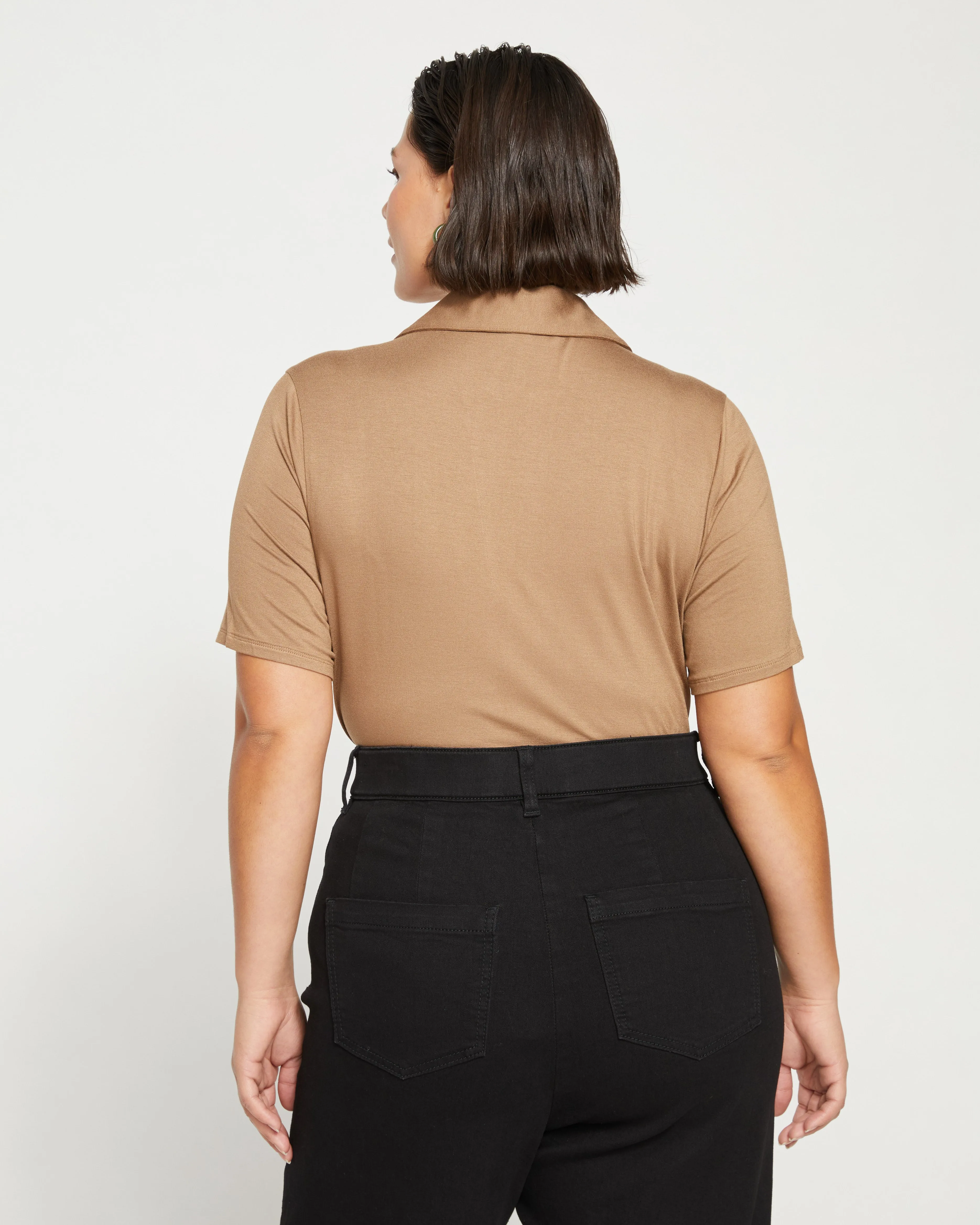 Apero Liquid Jersey Polo Top - Malt Ball sold by Universal Standard product image thumbnail 4