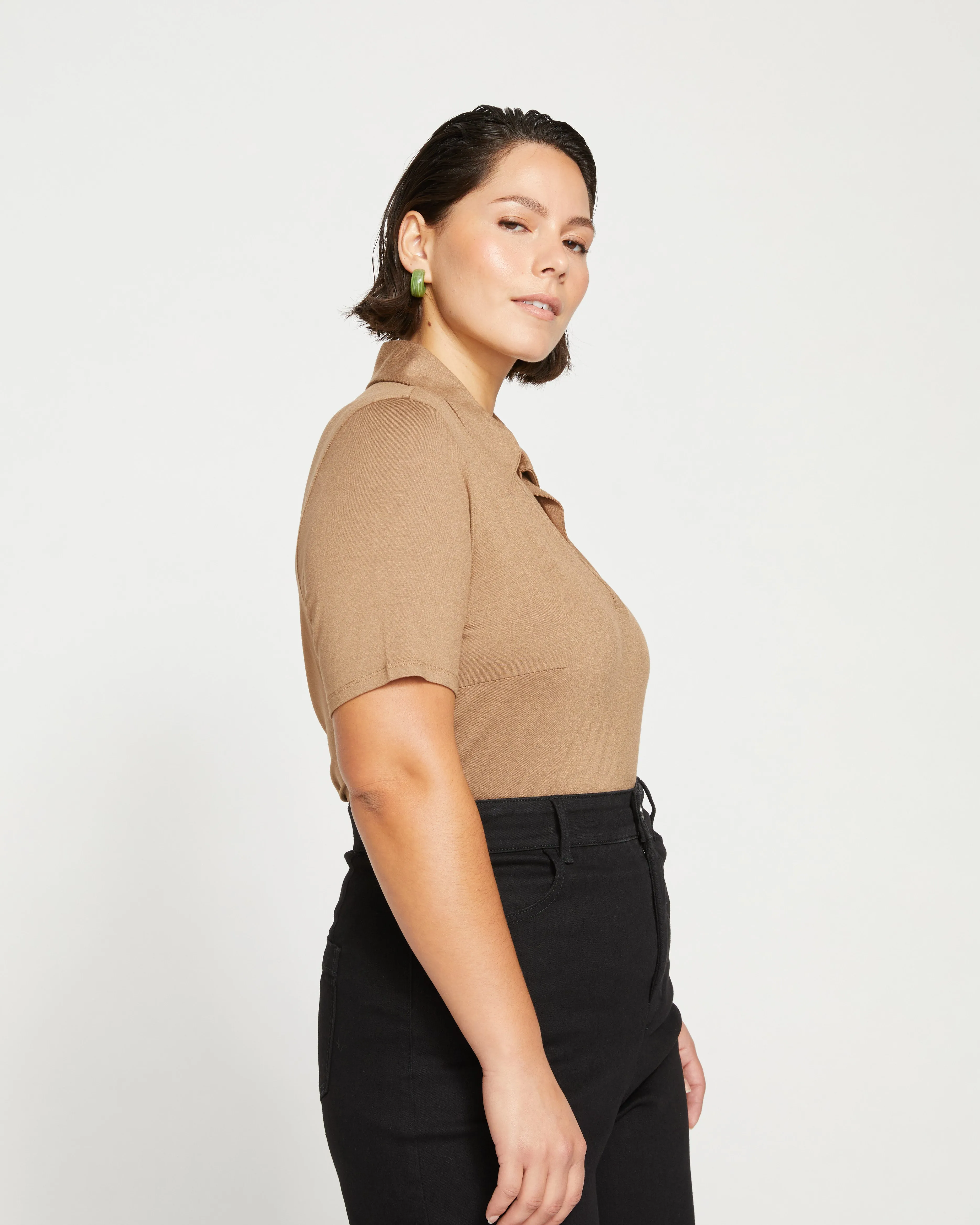 Apero Liquid Jersey Polo Top - Malt Ball sold by Universal Standard product image thumbnail 3