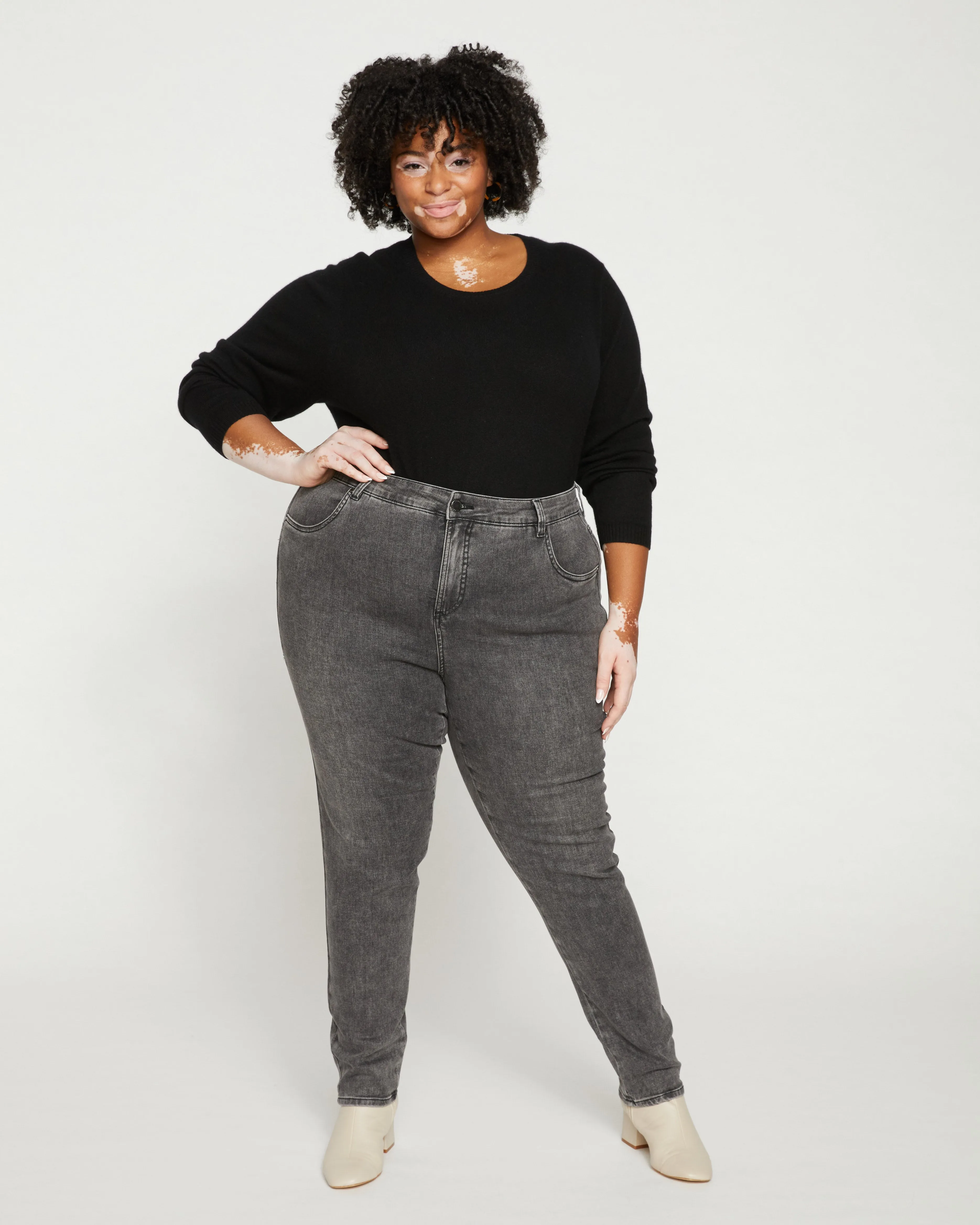 Seine High Rise Skinny Jeans 30 Inch - Distressed Black sold by Universal Standard