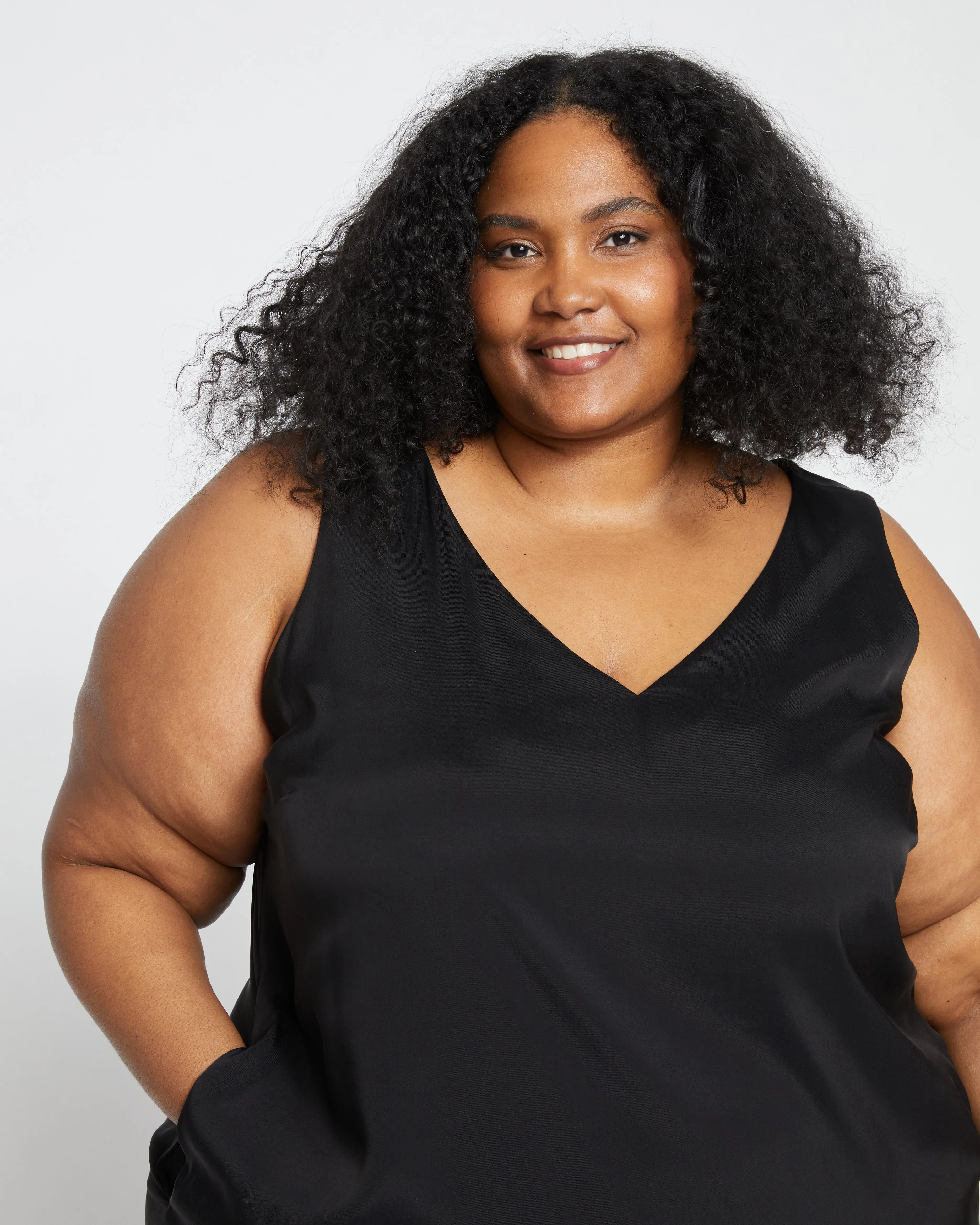 Iconic Cooling Cupro Geneva V Tank Dress - Black sold by Universal Standard product image thumbnail 2