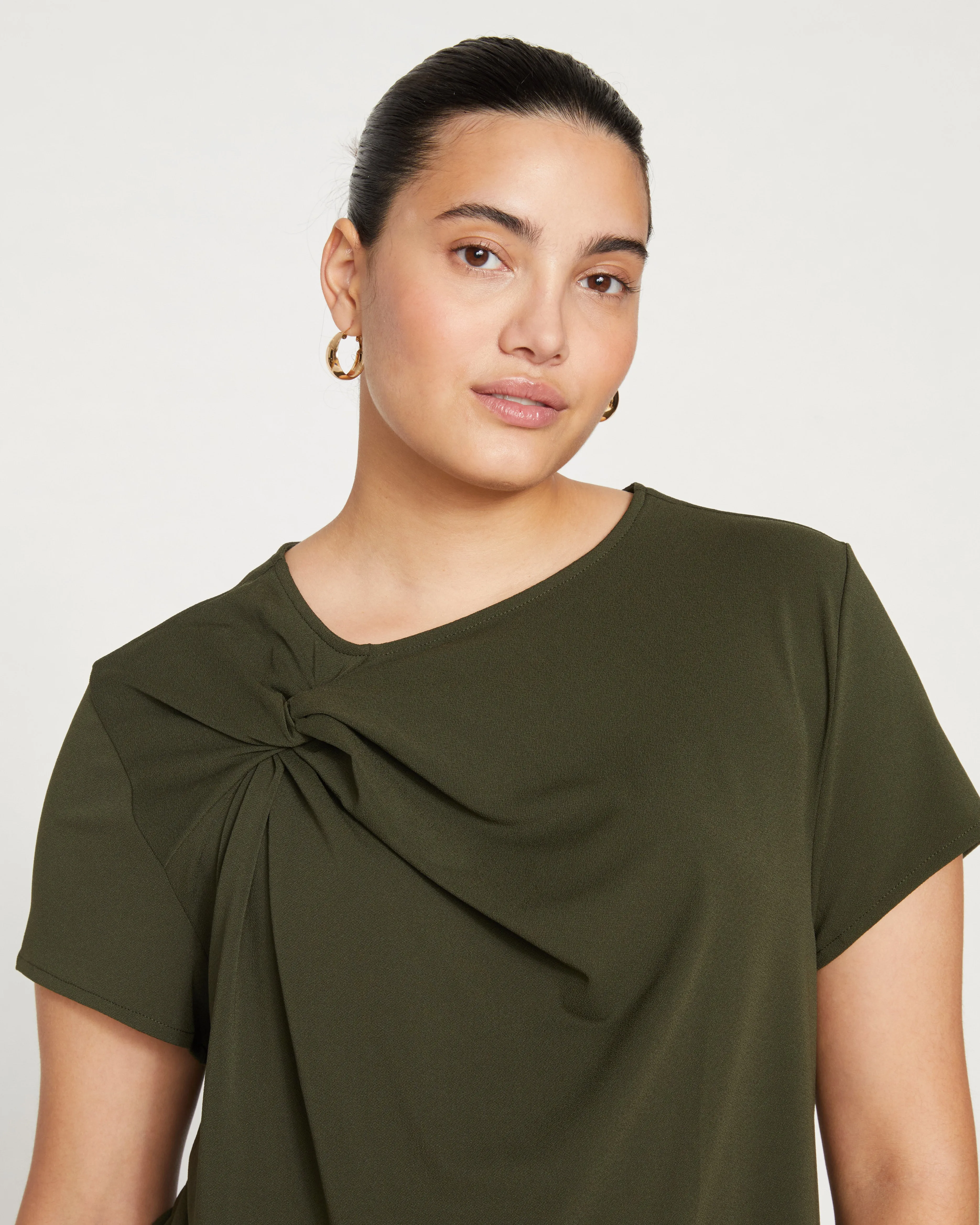 Neck Twist Crepe Jersey Top - Evening Forest sold by Universal Standard