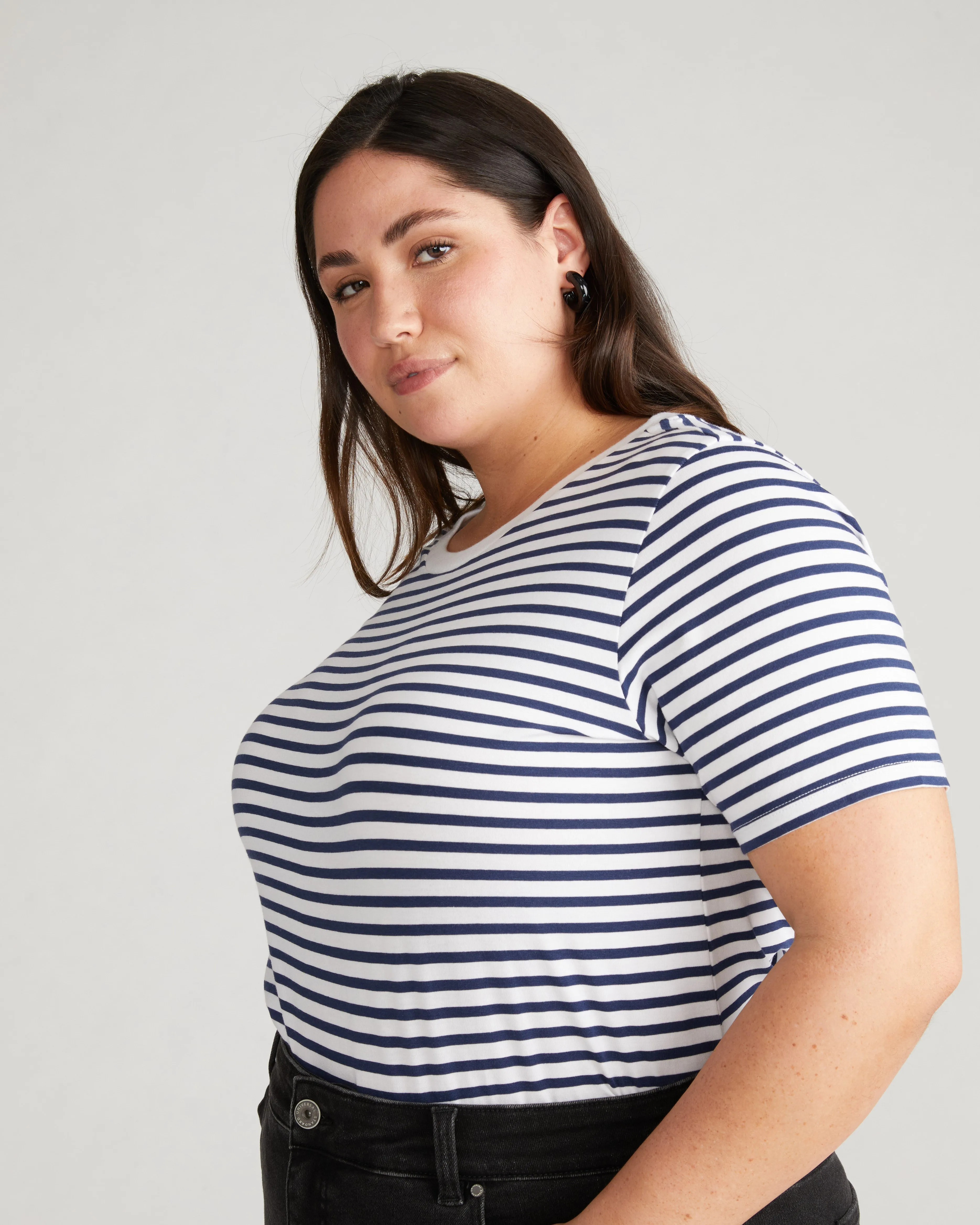 Tee Rex - White/Cenote Stripe sold by Universal Standard product image thumbnail 2