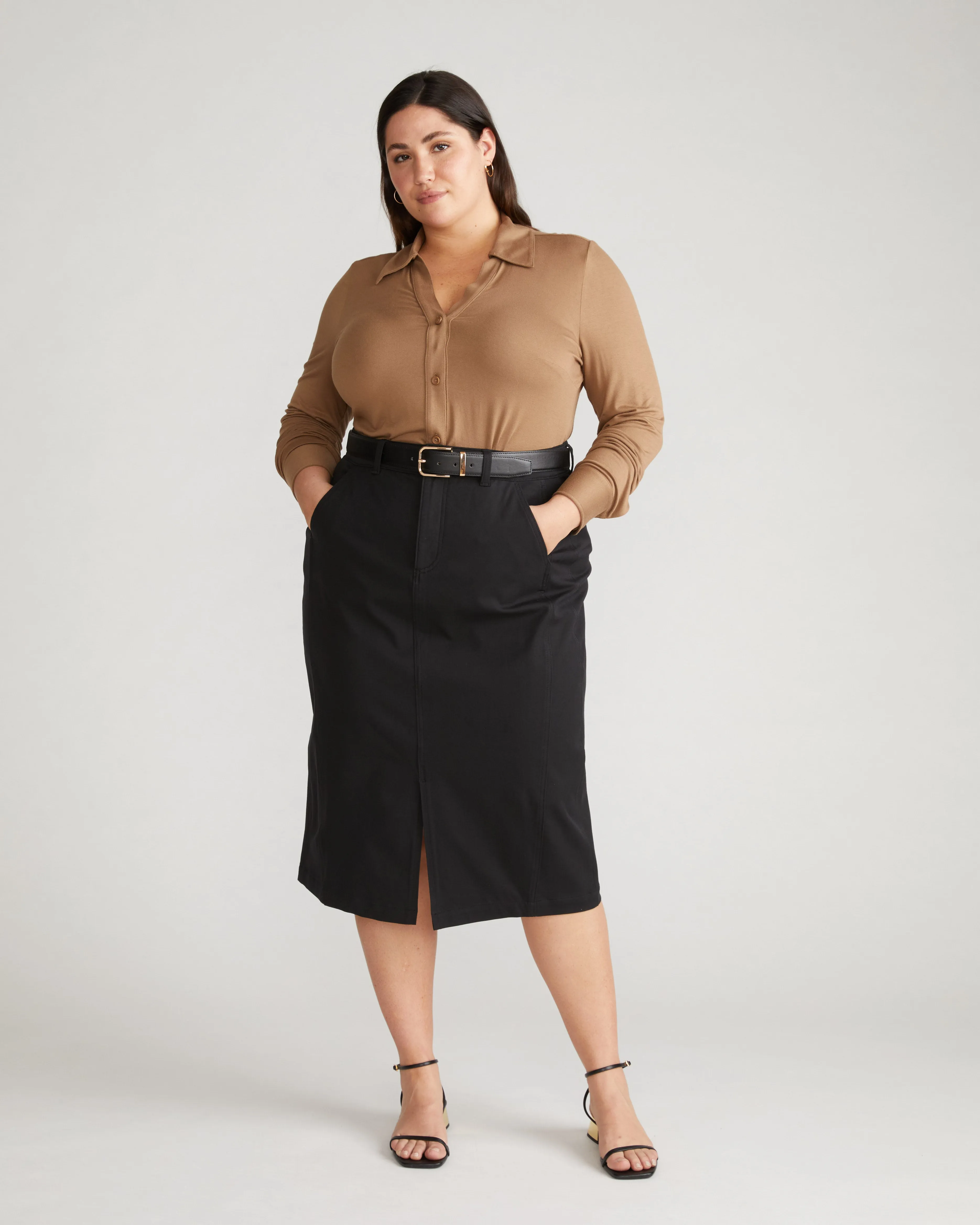 Stretch Twill Sahara Skirt - Black sold by Universal Standard