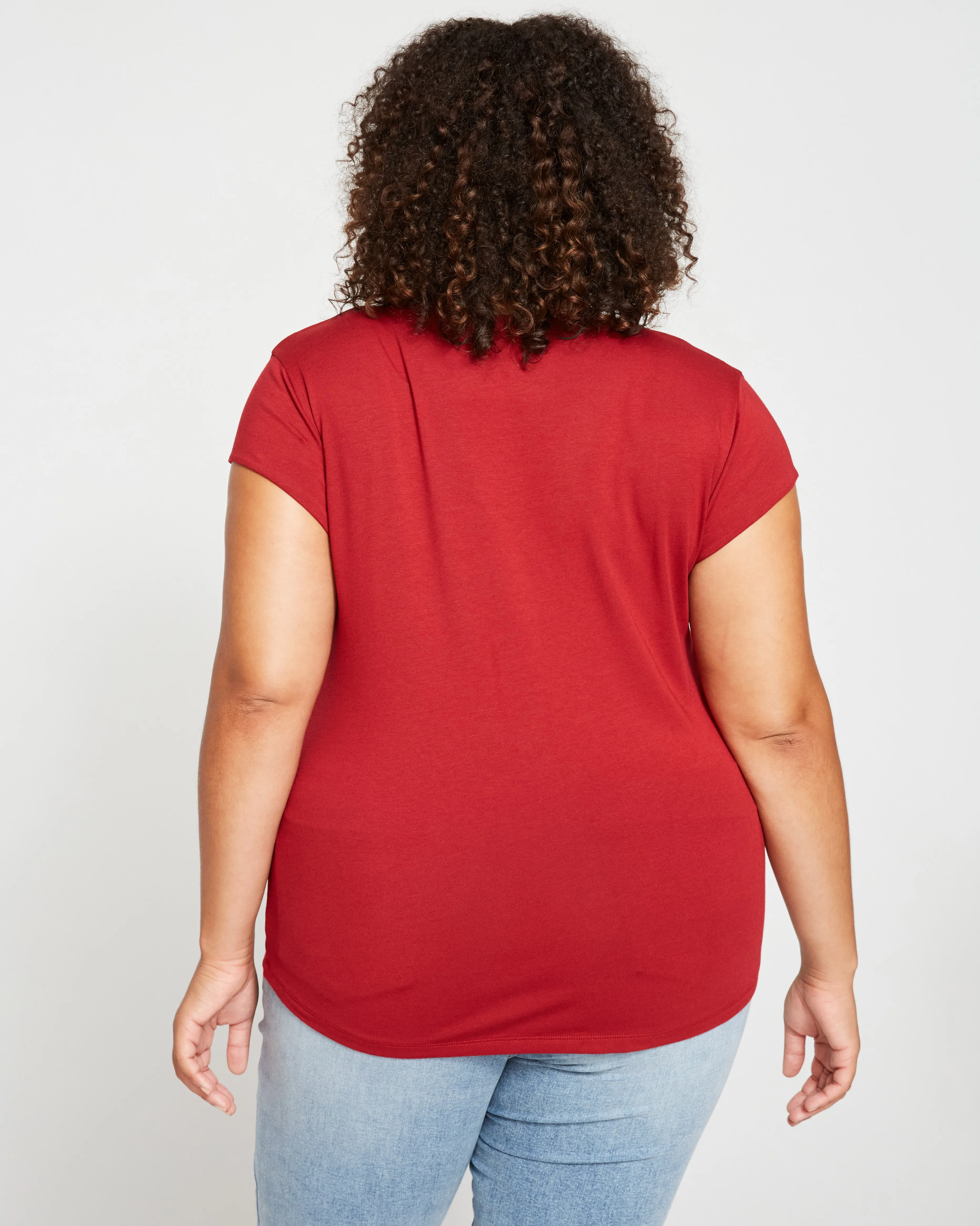 Ashley V Neck Cap Sleeve Tee - Rhubarb sold by Universal Standard product image thumbnail 4