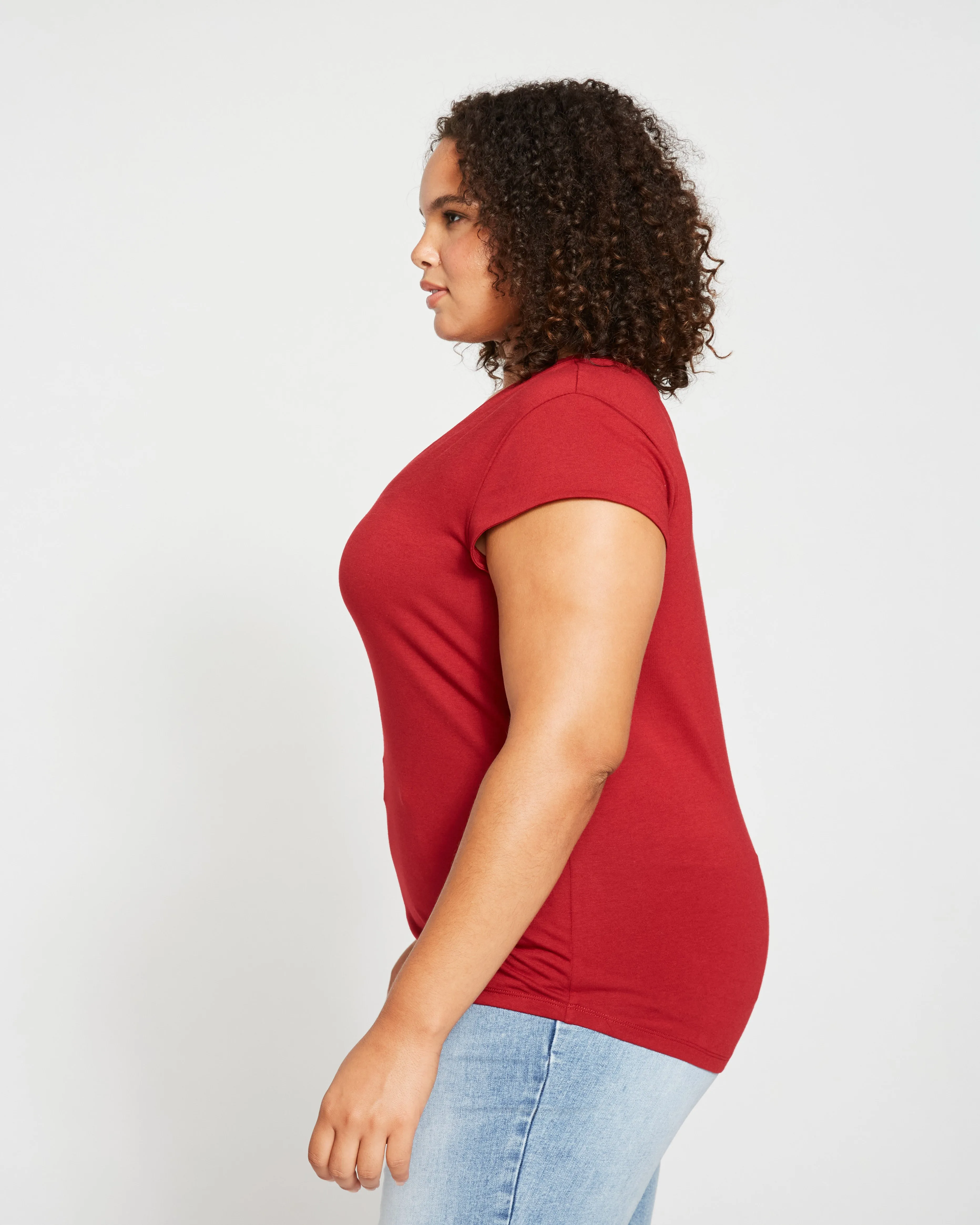 Ashley V Neck Cap Sleeve Tee - Rhubarb sold by Universal Standard product image thumbnail 3