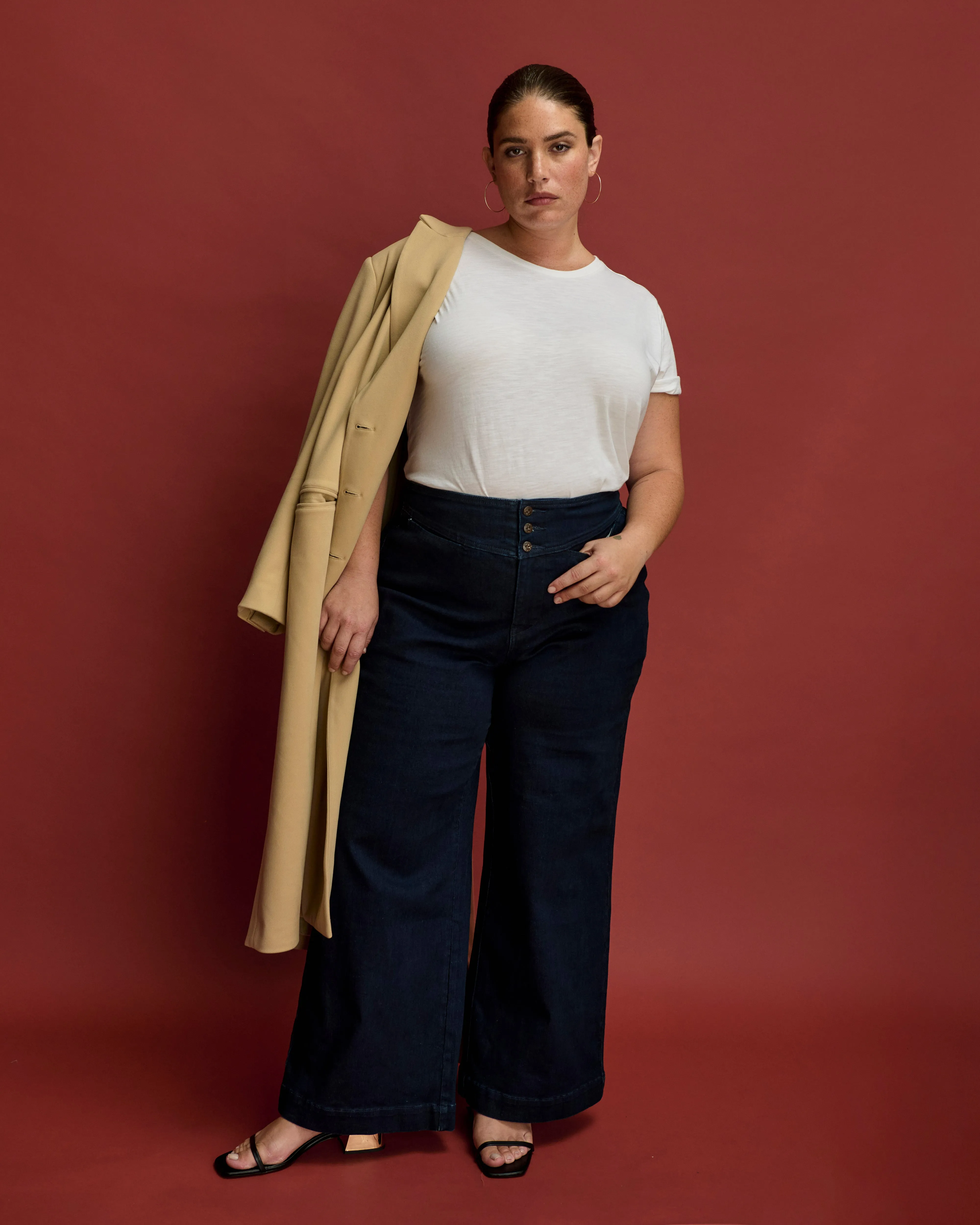 Charlie High Rise Sailor Jeans - Dark Indigo sold by Universal Standard