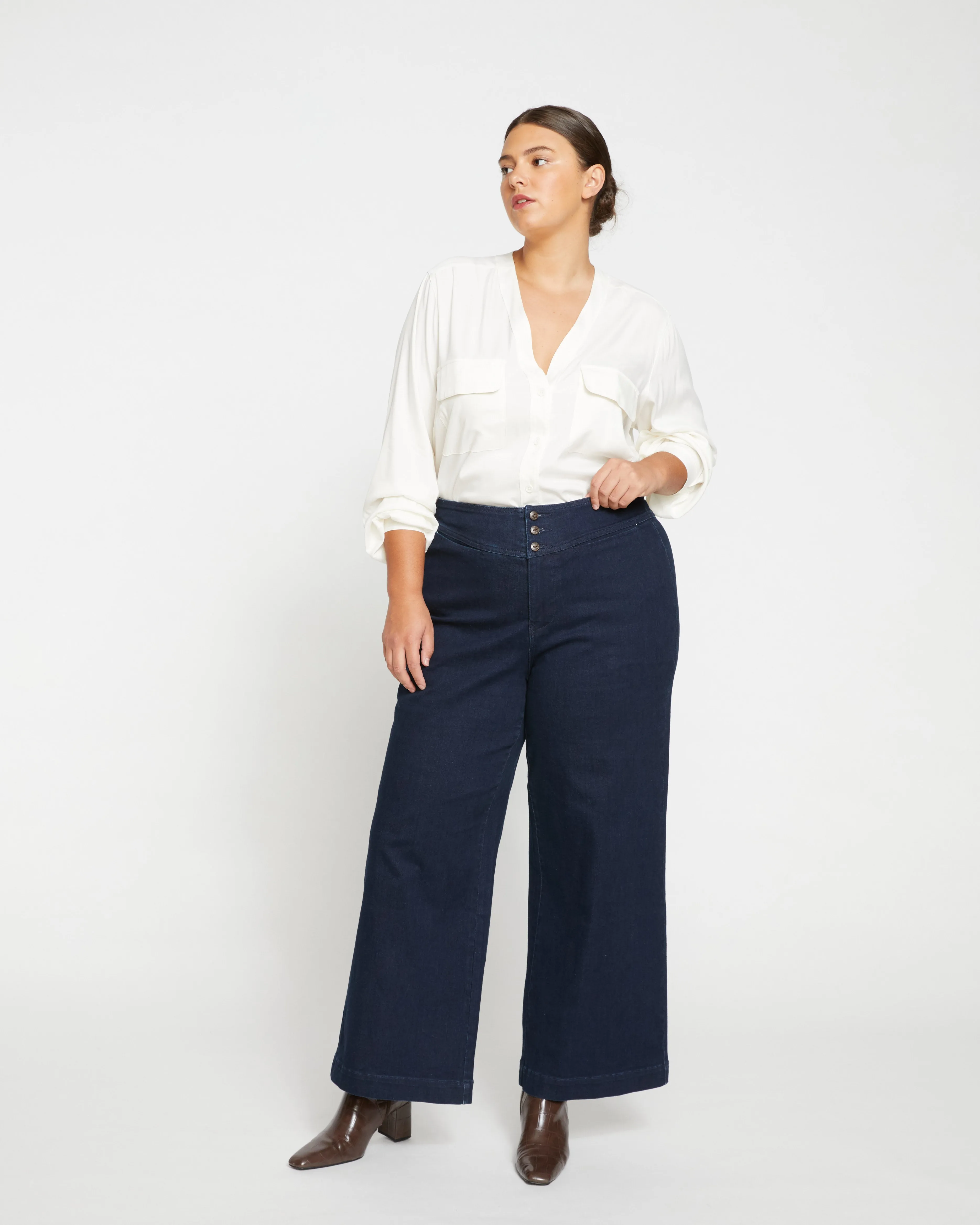 Charlie High Rise Sailor Jeans - Dark Indigo sold by Universal Standard product image thumbnail 2