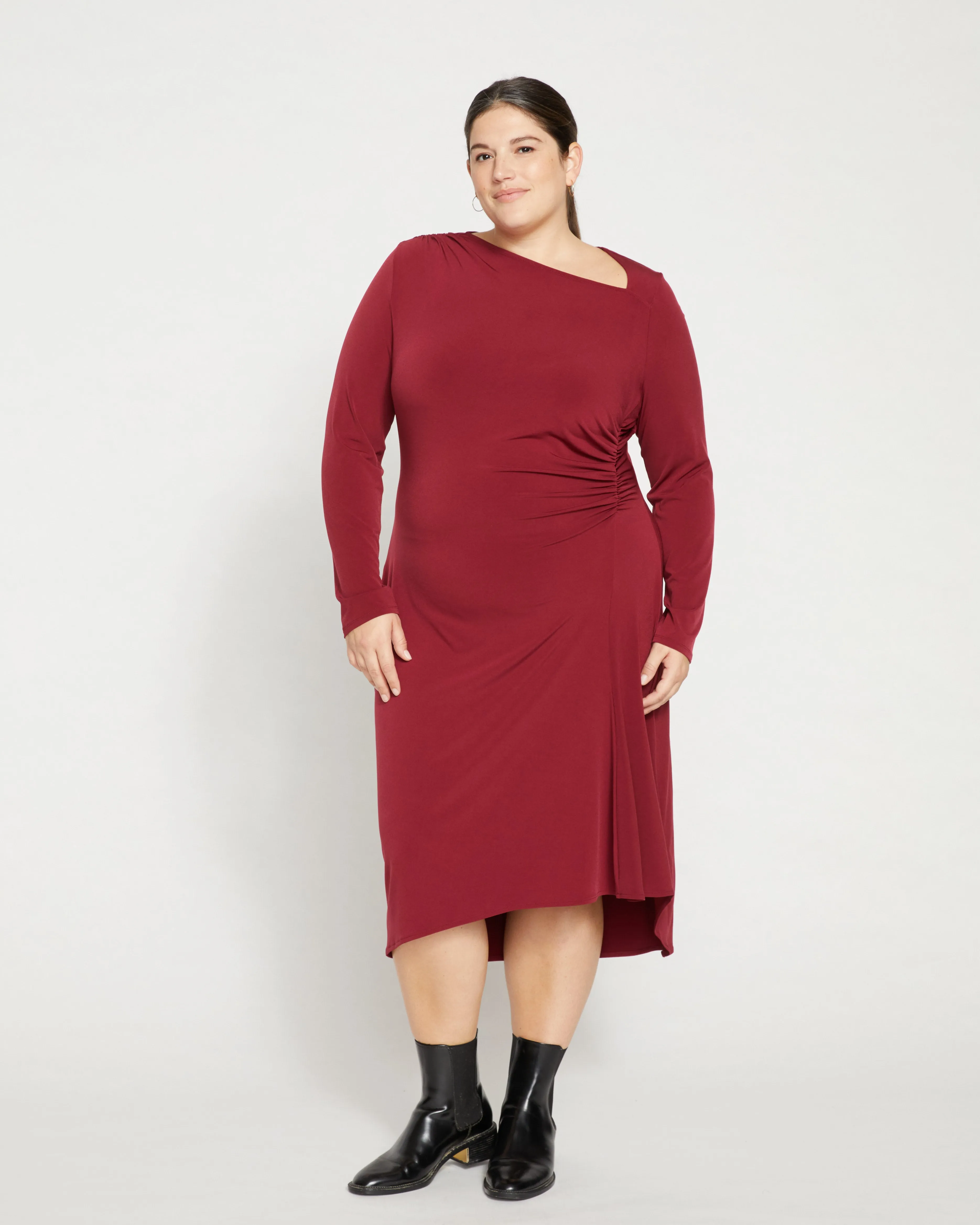 Velvety-Cool Jersey Cinched Dress - Rioja sold by Universal Standard