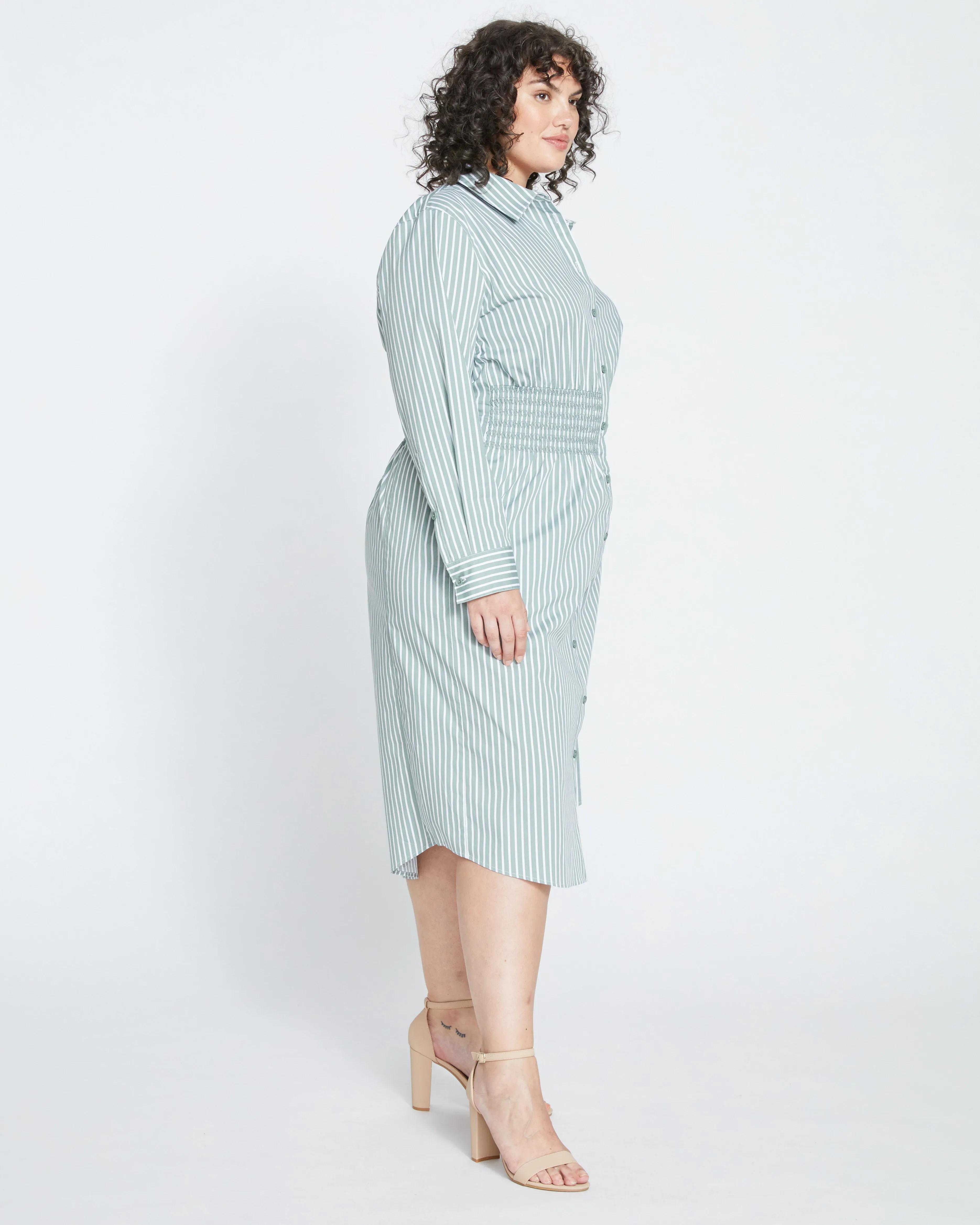Hamptons Smocked Shirtdress - Sage/White sold by Universal Standard product image thumbnail 3