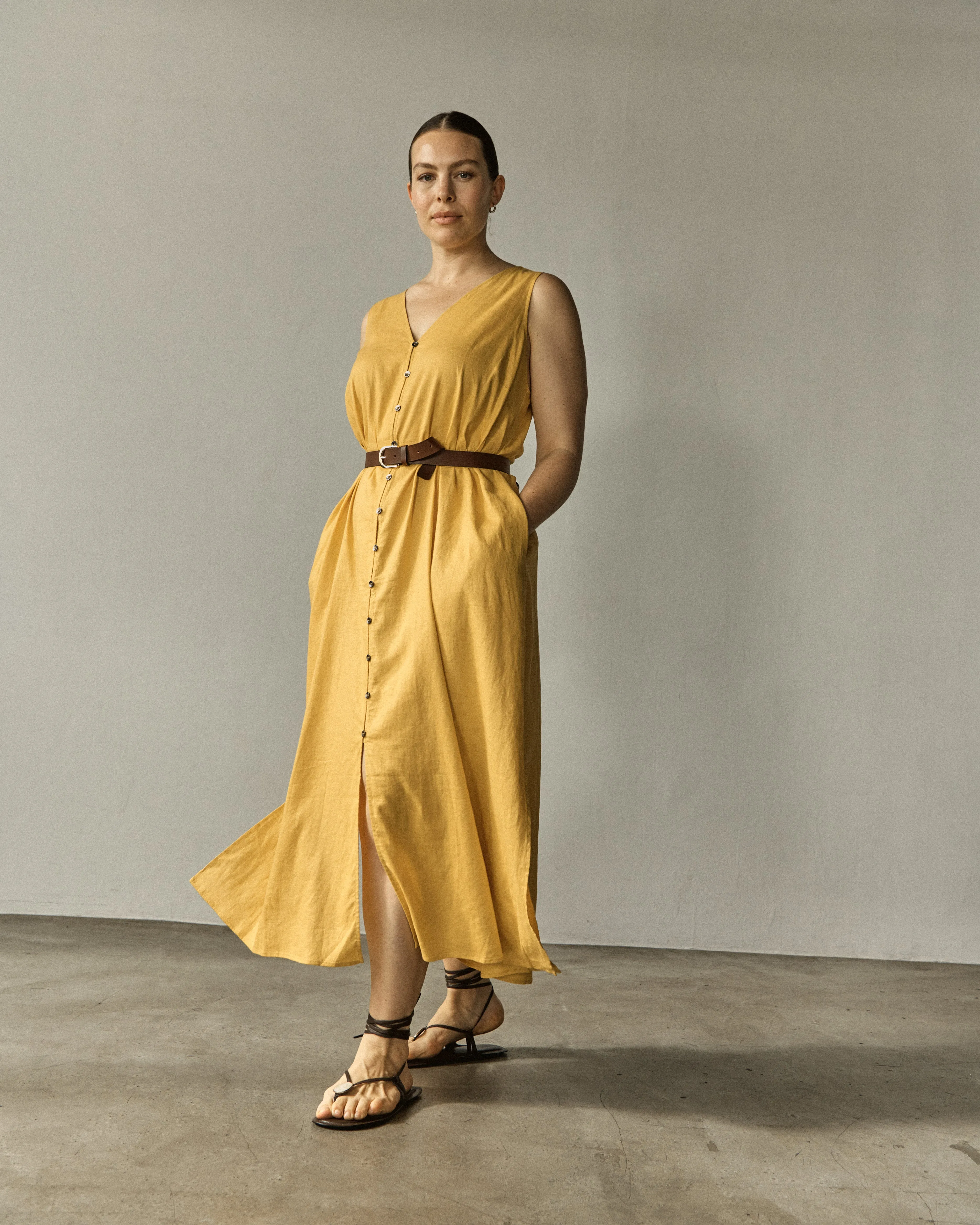 Islet Button-Down Linen Maxi Dress - Golden Hour sold by Universal Standard product image thumbnail 5