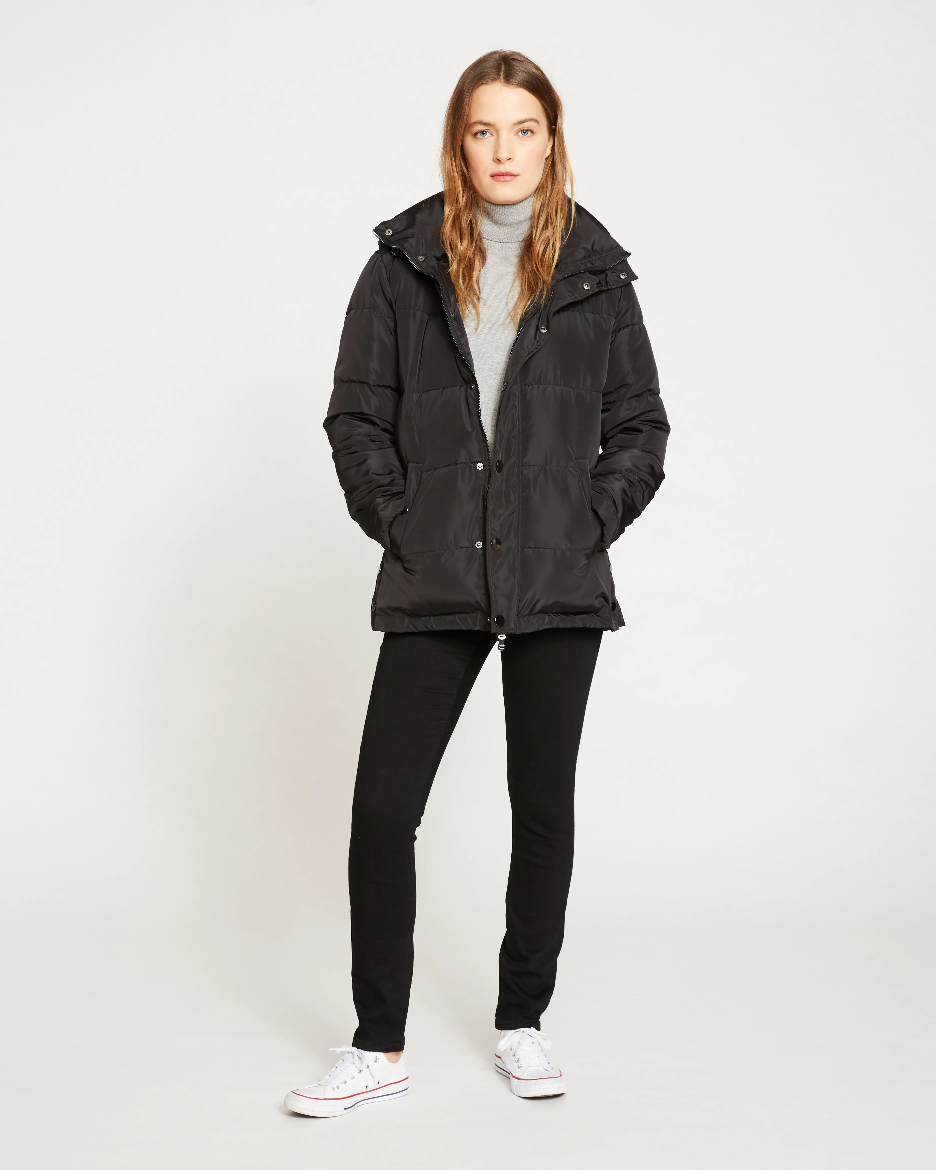 Rainier Short Hooded Puffer - Black sold by Universal Standard