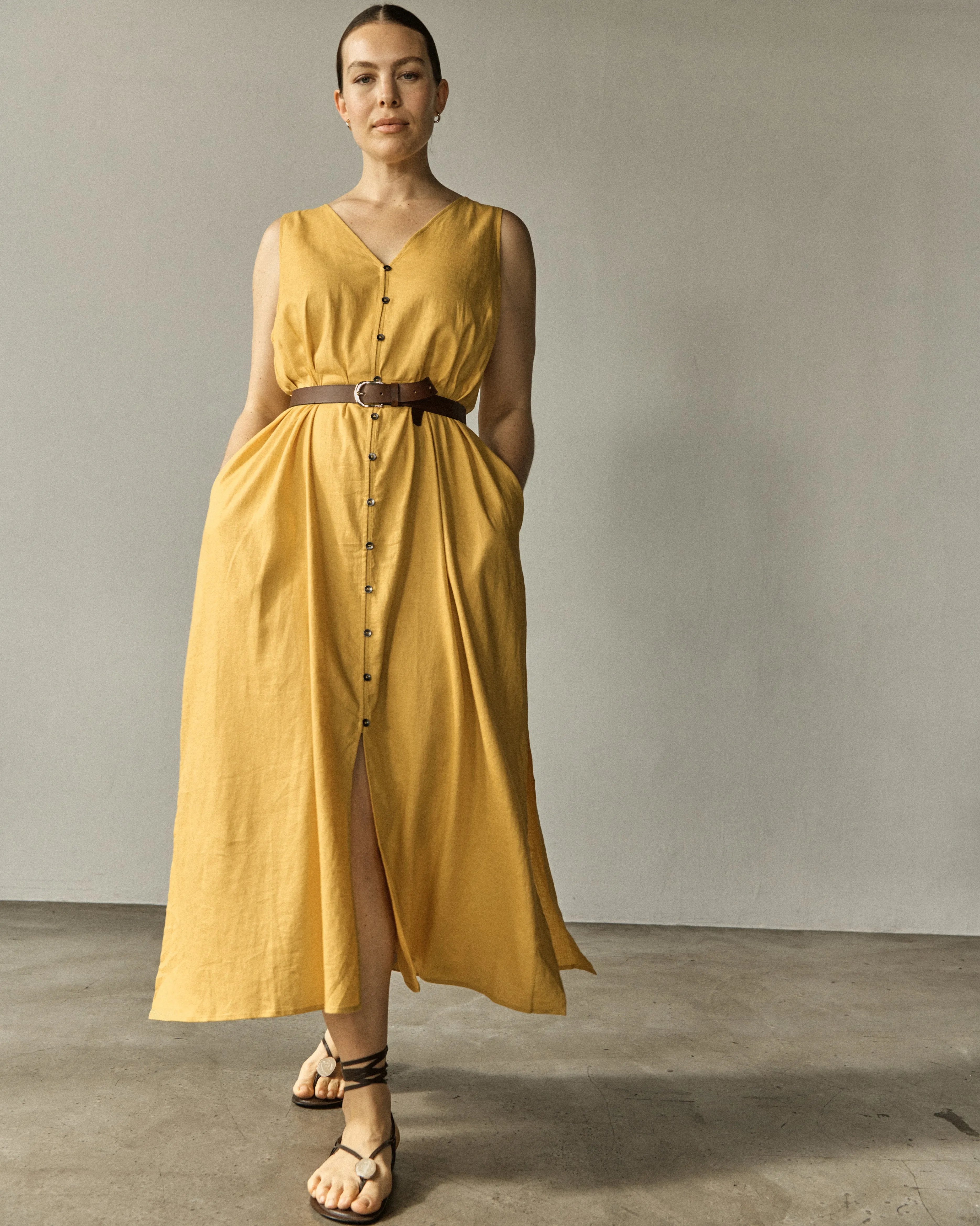 Islet Button-Down Linen Maxi Dress - Golden Hour sold by Universal Standard product image thumbnail 4