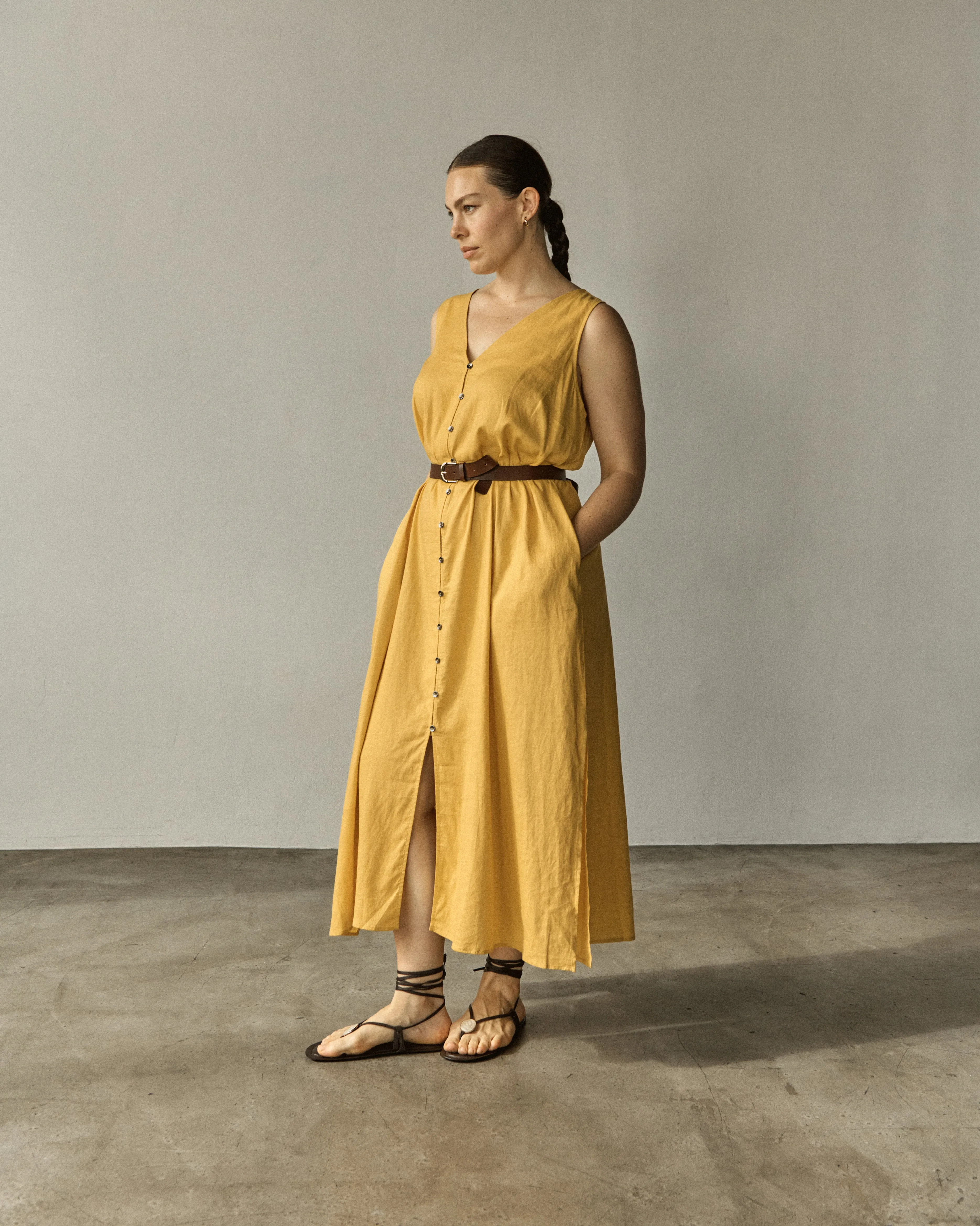 Islet Button-Down Linen Maxi Dress - Golden Hour sold by Universal Standard product image thumbnail 2