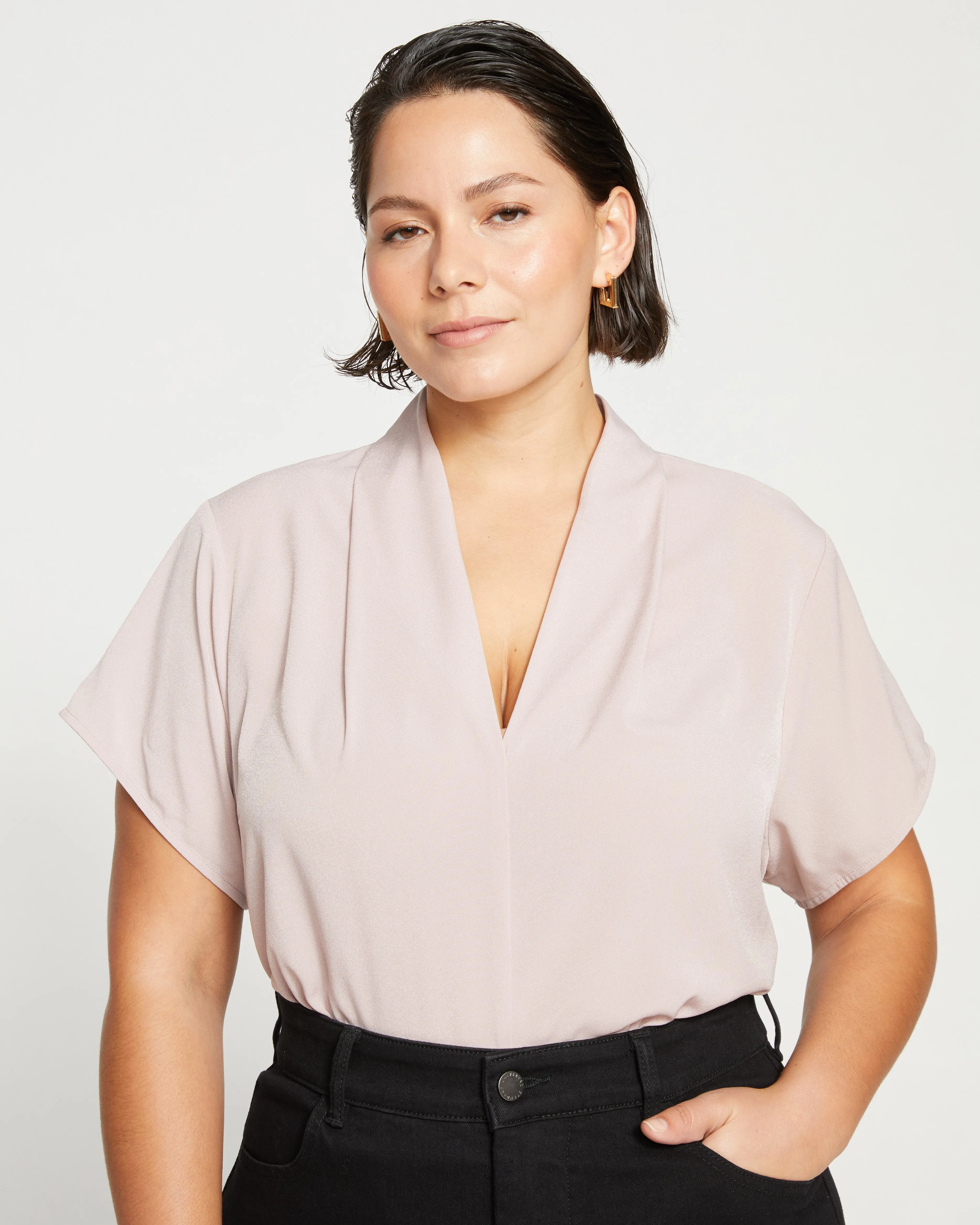 Better-Than-Silk V-Neck Top - Dried Rose sold by Universal Standard