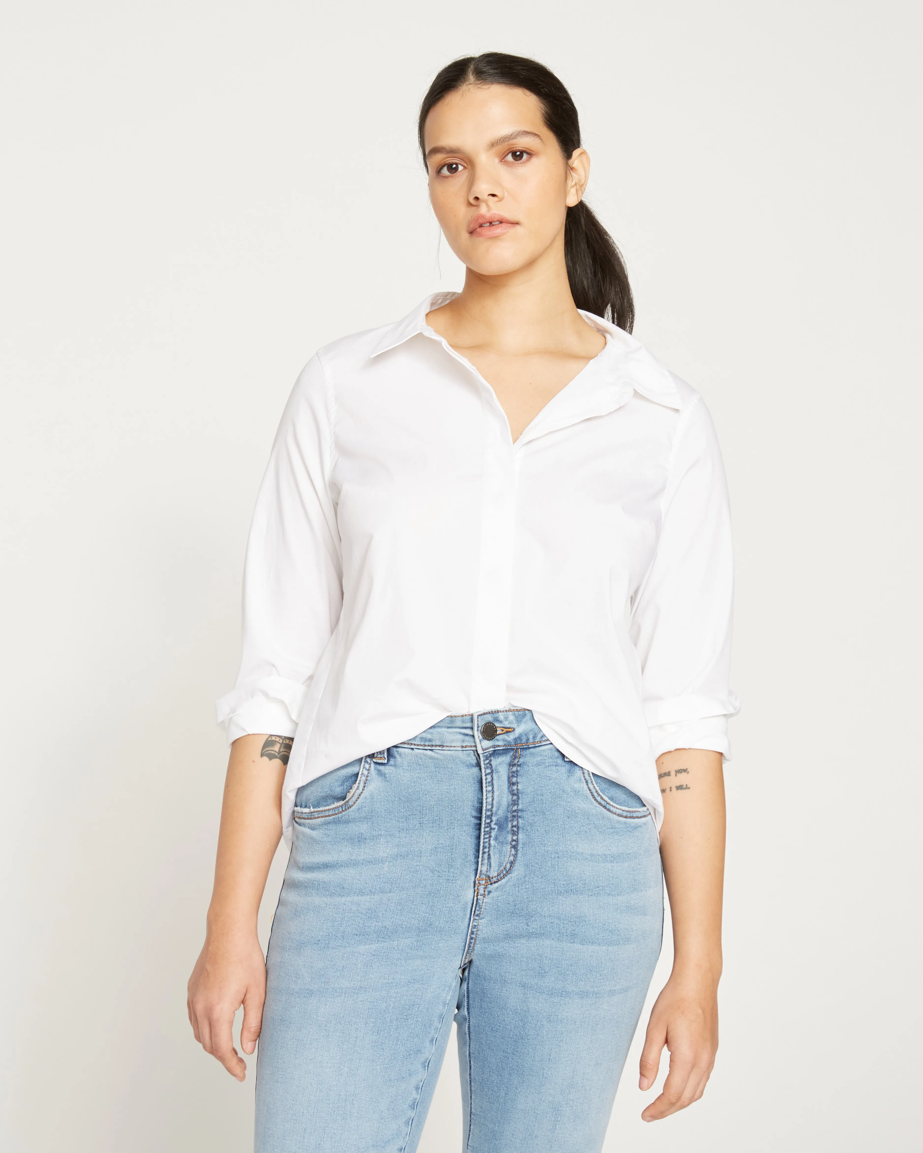 Elbe Stretch Poplin Shirt Classic Fit - White sold by Universal Standard product image thumbnail 2