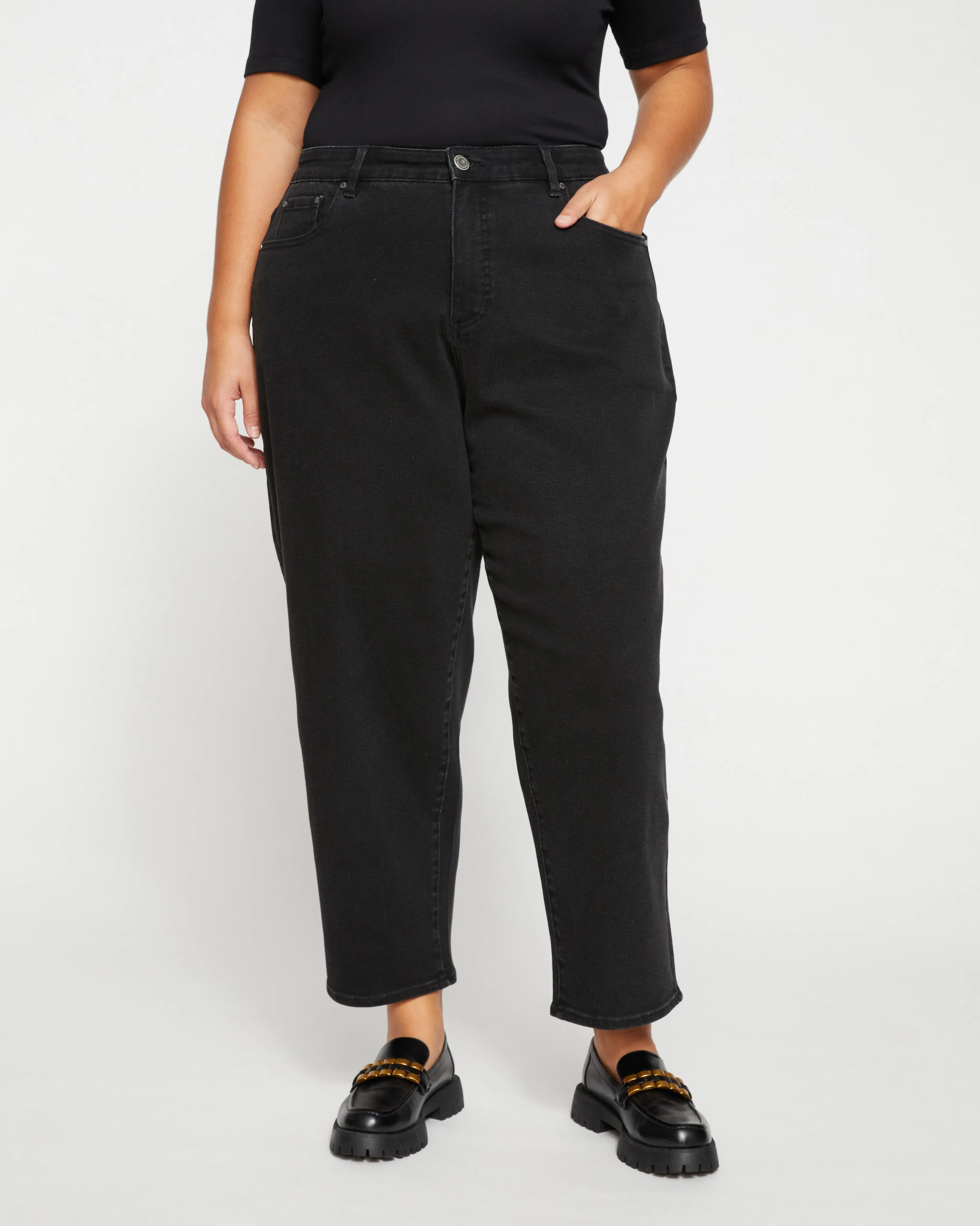 Lou High Rise Barrel Leg Jeans - Broken Black sold by Universal Standard product image thumbnail 2