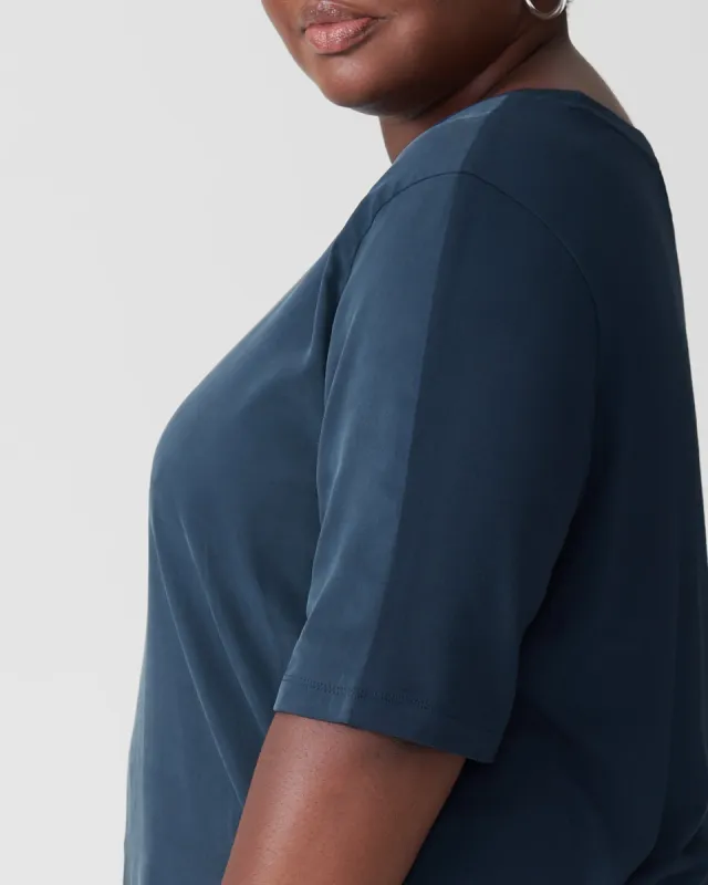 Arvo Cupro Mix Tee - Navy sold by Universal Standard