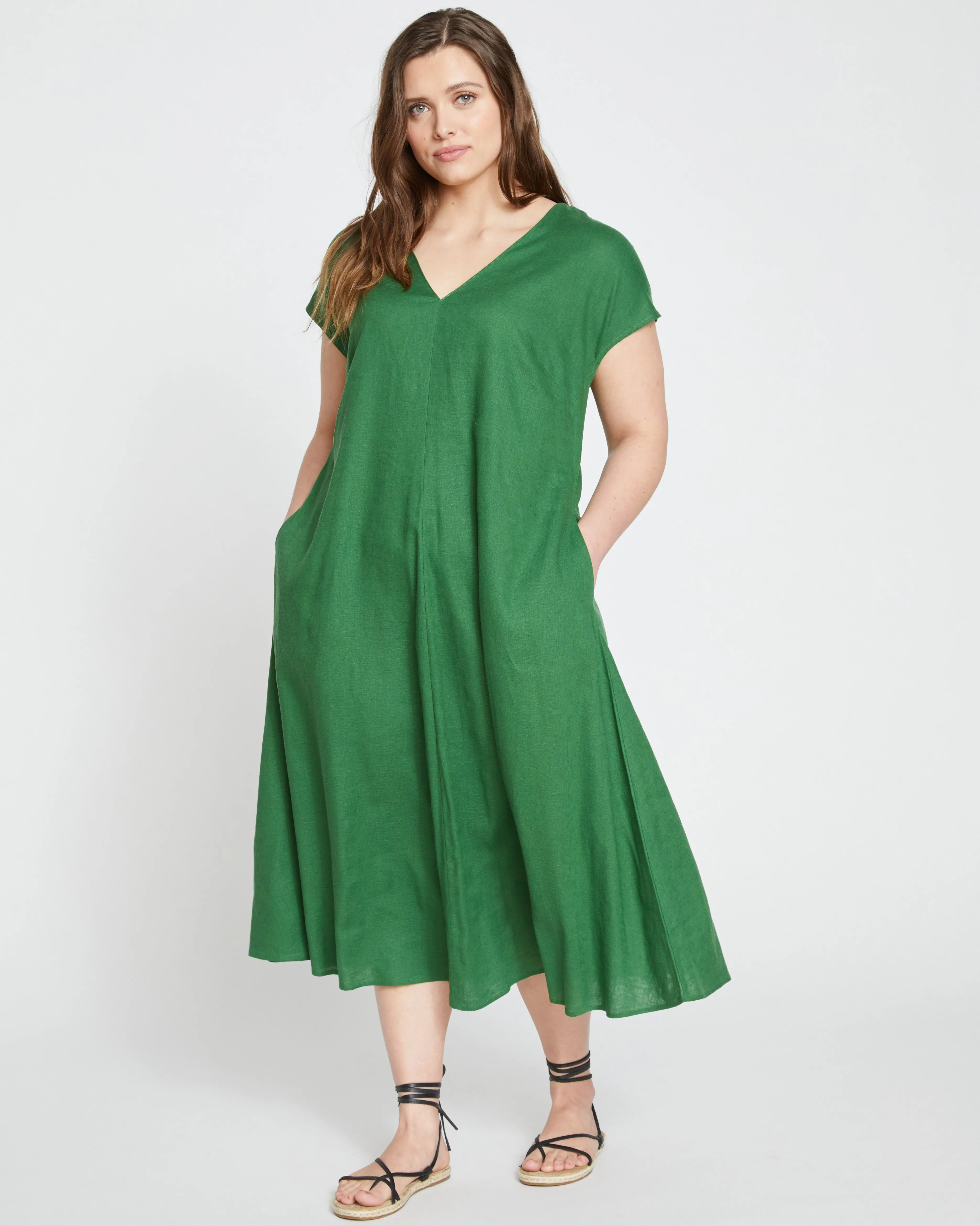 Louvre Bow Back Linen Dress - Jardin sold by Universal Standard
