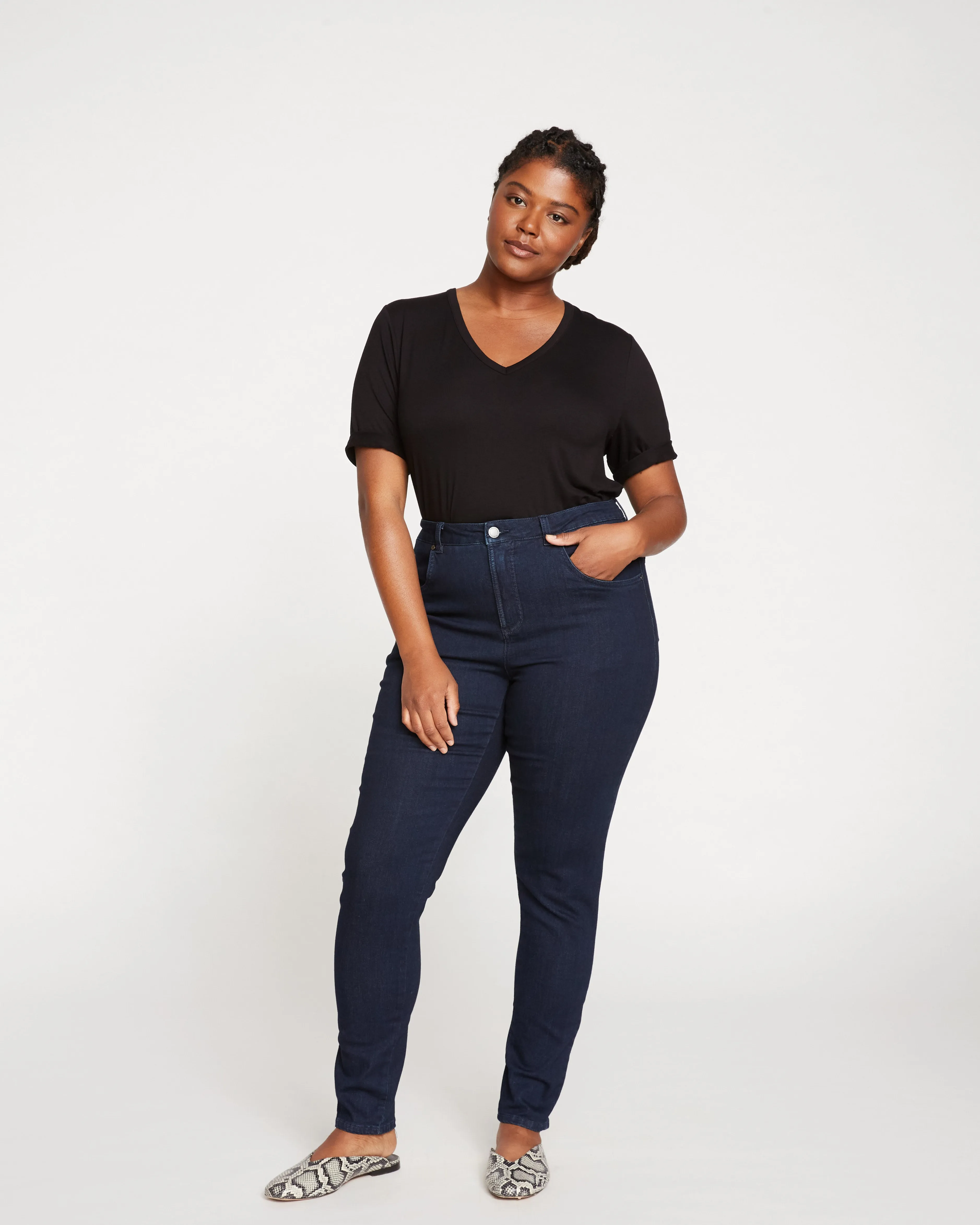 Seine High Rise Skinny Jeans 32 Inch - Dark Indigo sold by Universal Standard