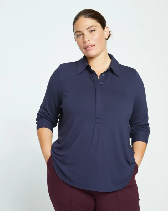 Elbe Popover Liquid Jersey Shirt Classic Fit - Midnight made by Universal Standard