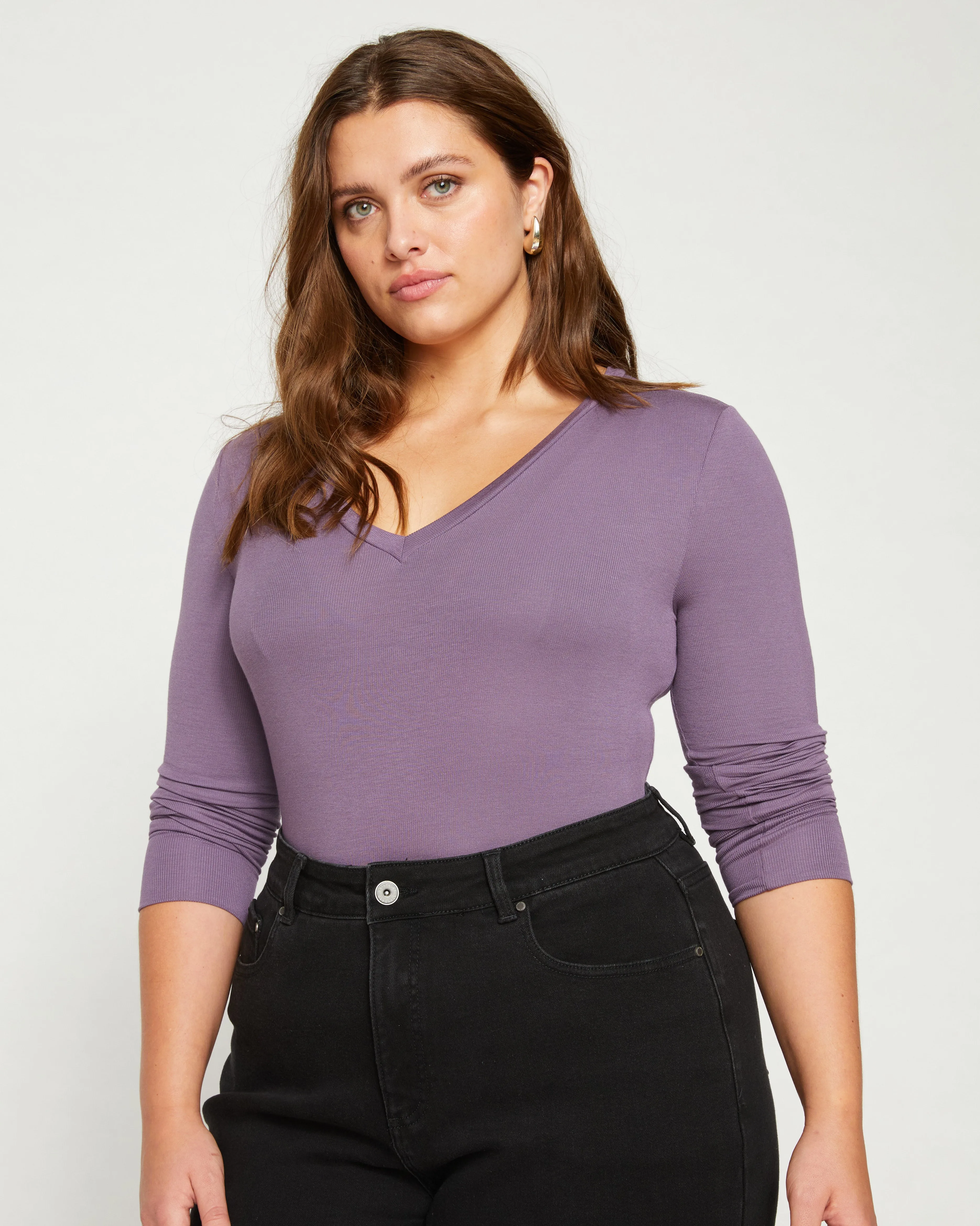 Foundation Long Sleeve V-Neck Tee - Dried Violet sold by Universal Standard product image thumbnail 3