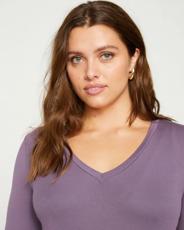 Foundation Long Sleeve V-Neck Tee - Dried Violet made by Universal Standard