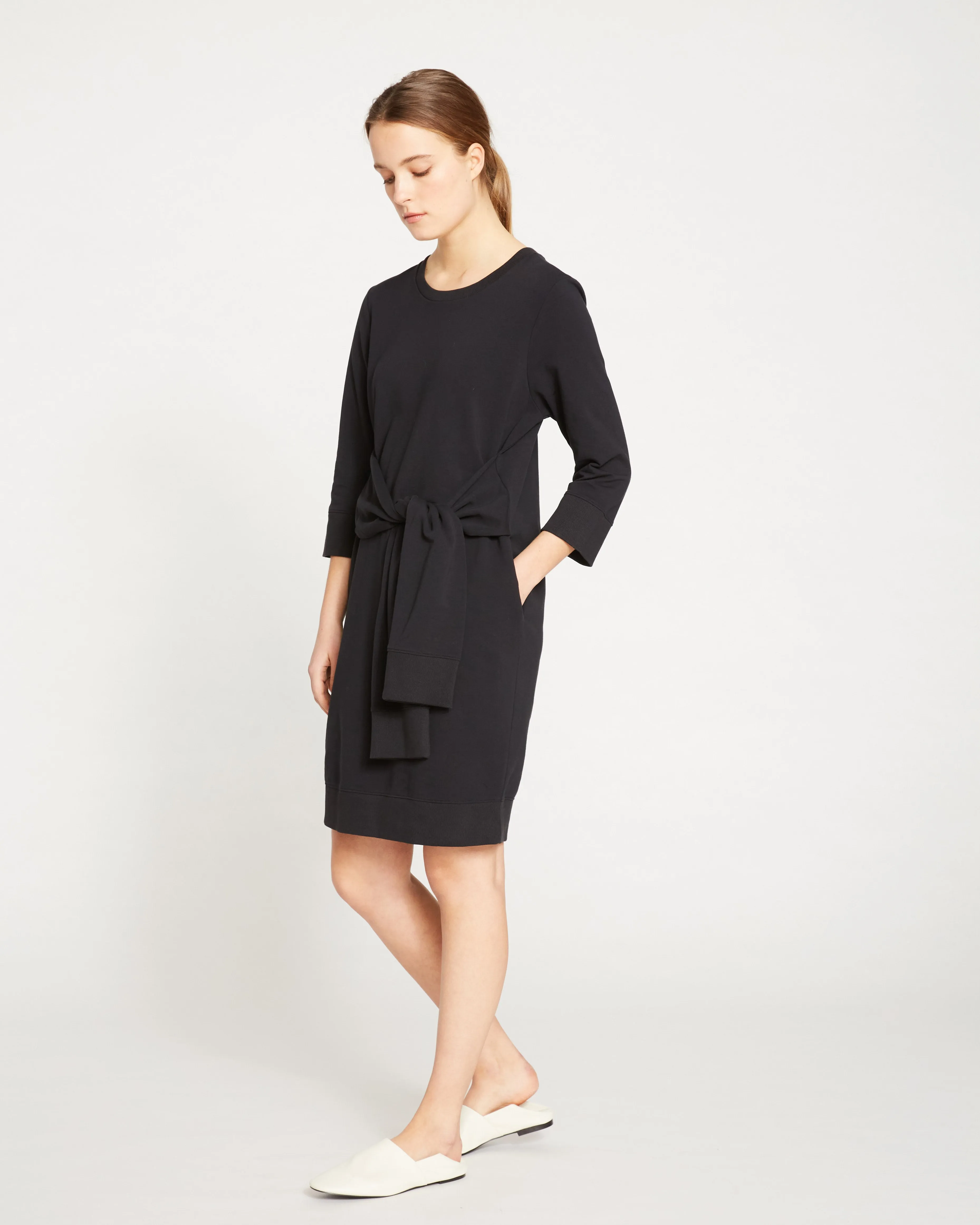 Classic Light Terry Tie Sweatshirt Dress - Black sold by Universal Standard product image thumbnail 4