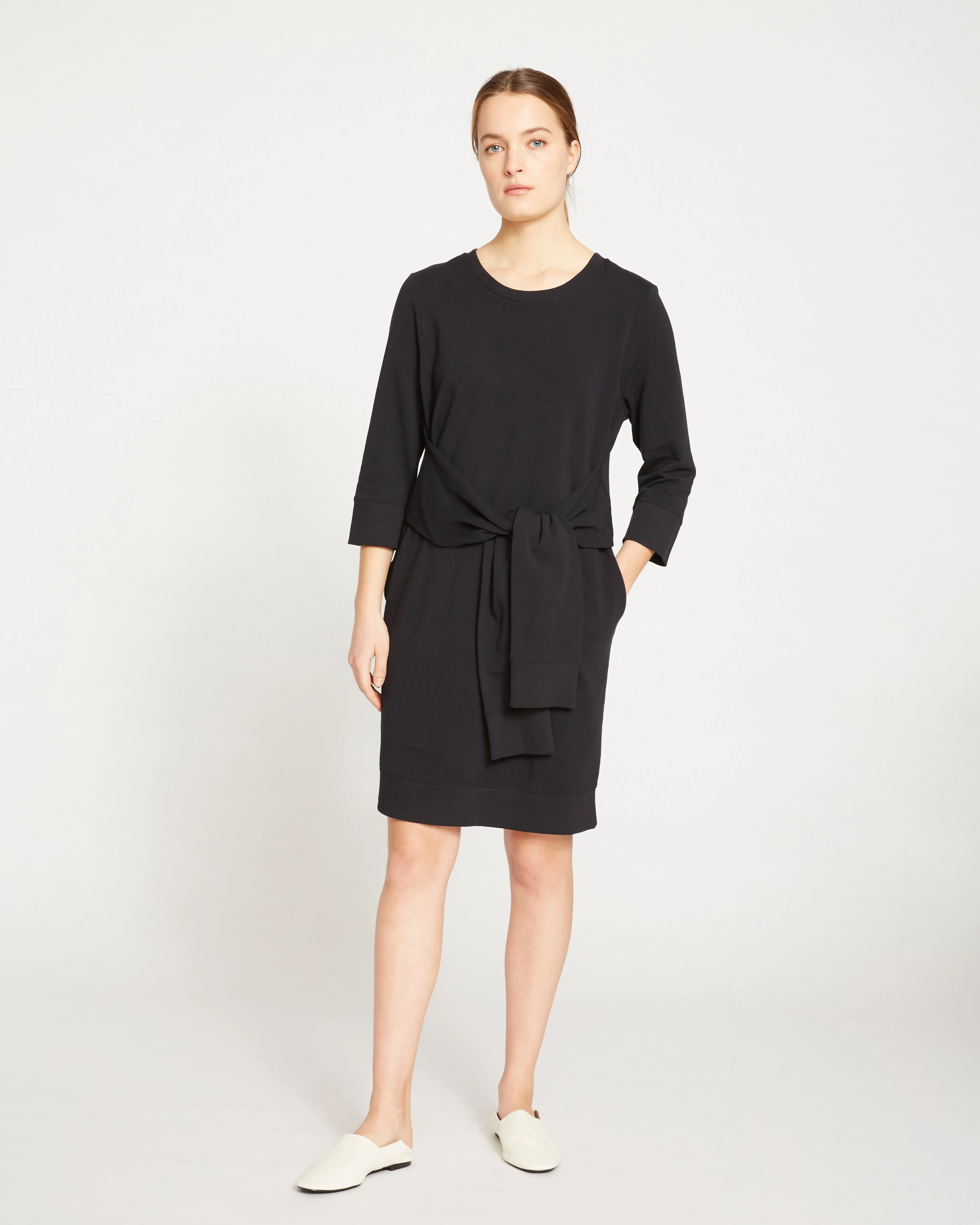 Classic Light Terry Tie Sweatshirt Dress - Black sold by Universal Standard product image thumbnail 3