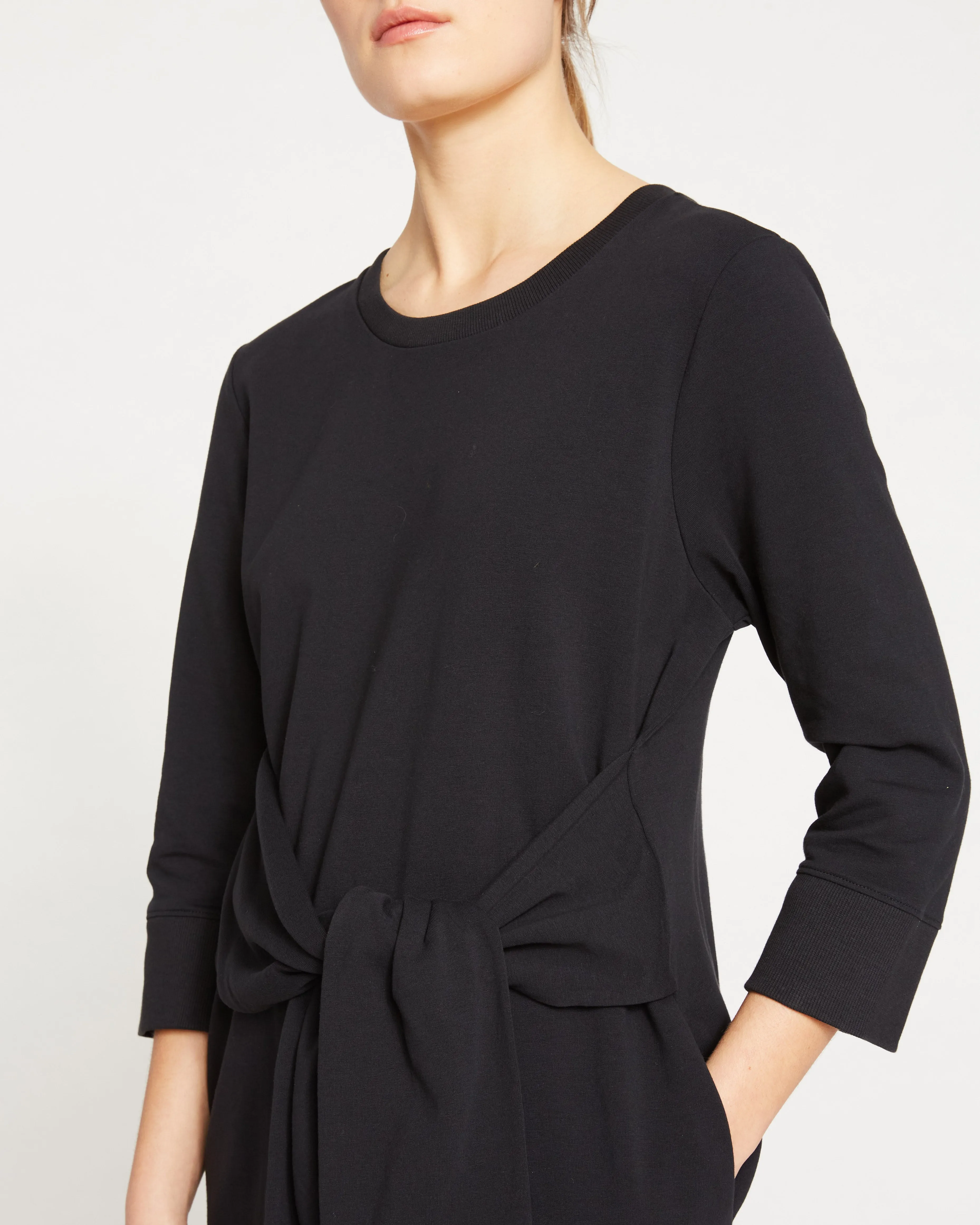 Classic Light Terry Tie Sweatshirt Dress - Black sold by Universal Standard