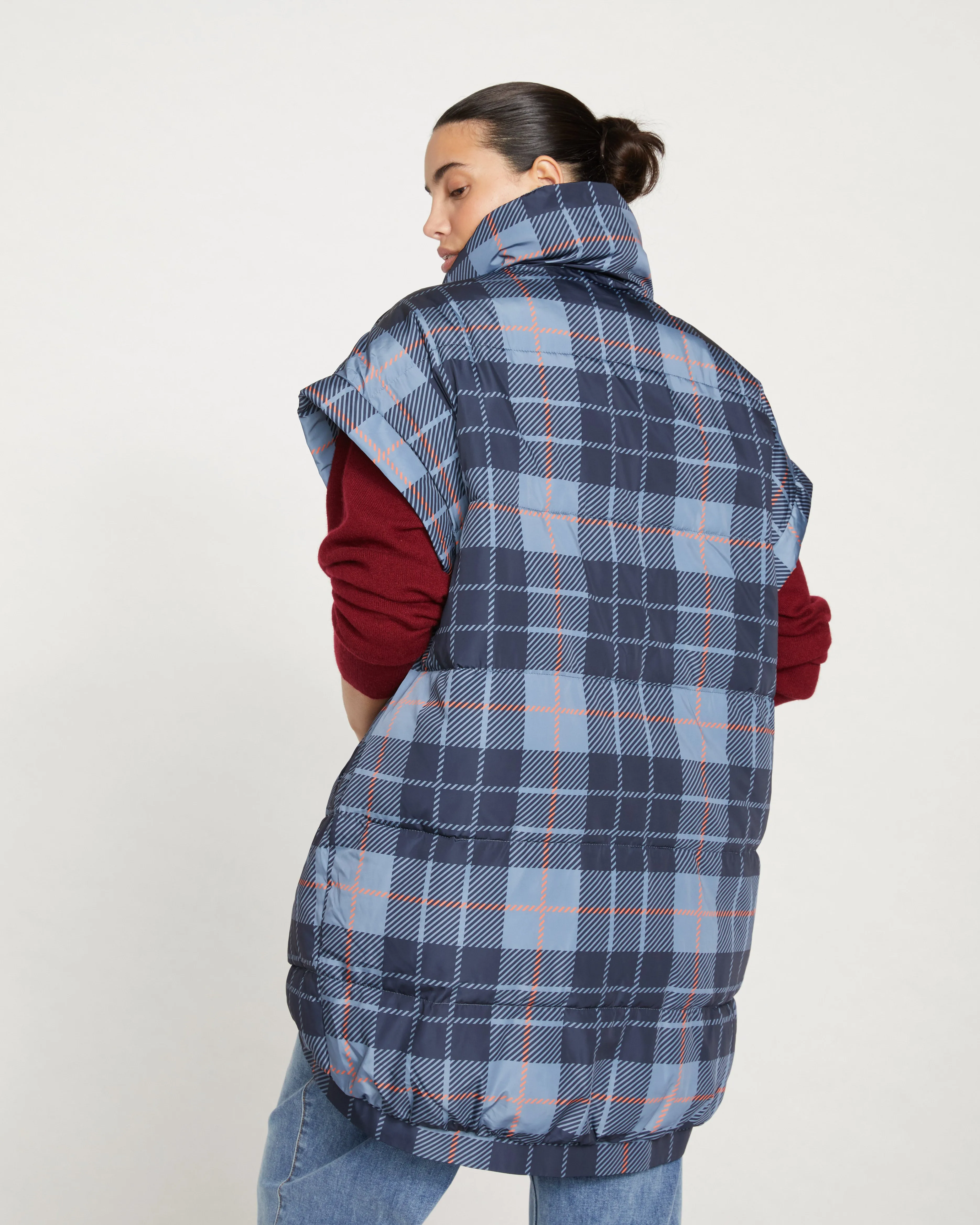 Paparazzi Puffer Vest - Steel Blue Plaid sold by Universal Standard product image thumbnail 4