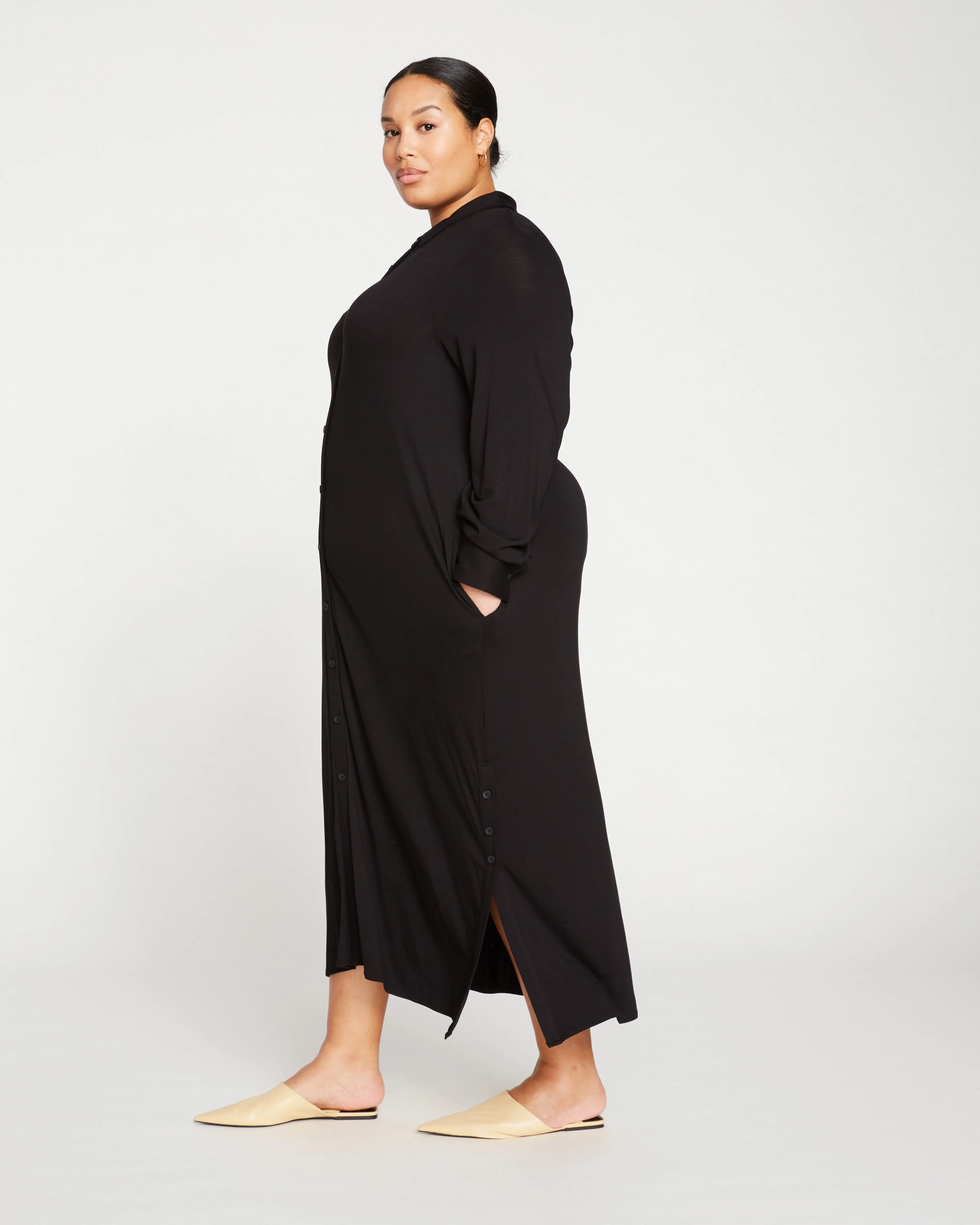 Sally Liquid Jersey Shirt Dress - Black sold by Universal Standard product image thumbnail 3