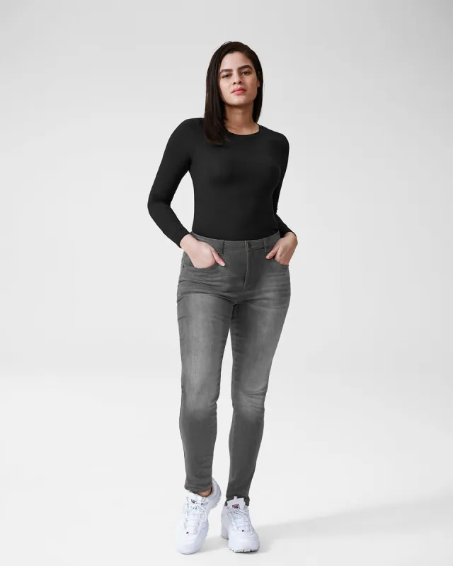 Logan High Rise 5 Pocket Vintage Jeans - Distressed Grey sold by Universal Standard